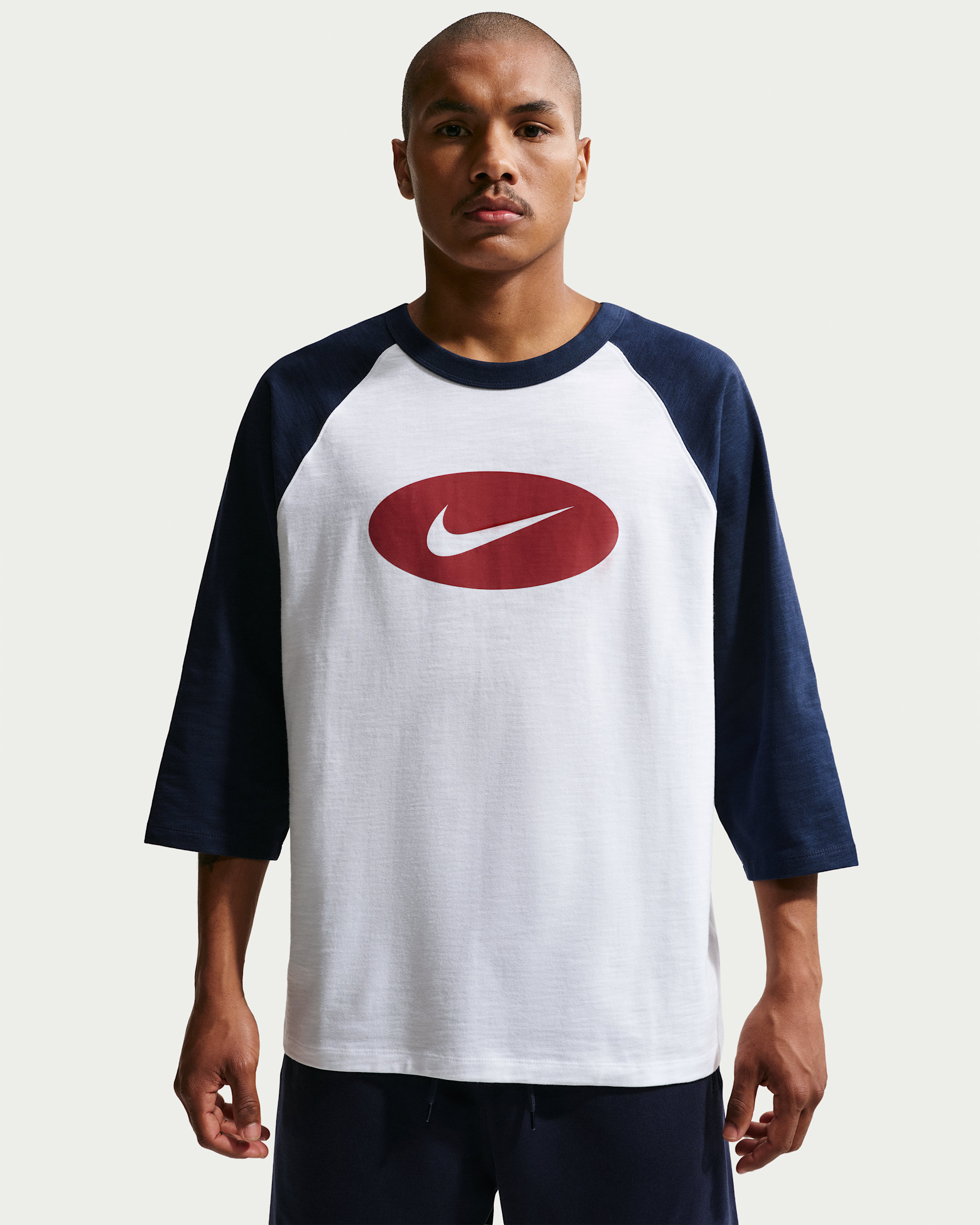 Nike Club Men's 3/4-Sleeve Raglan Top - Obsidian/White/Team Crimson