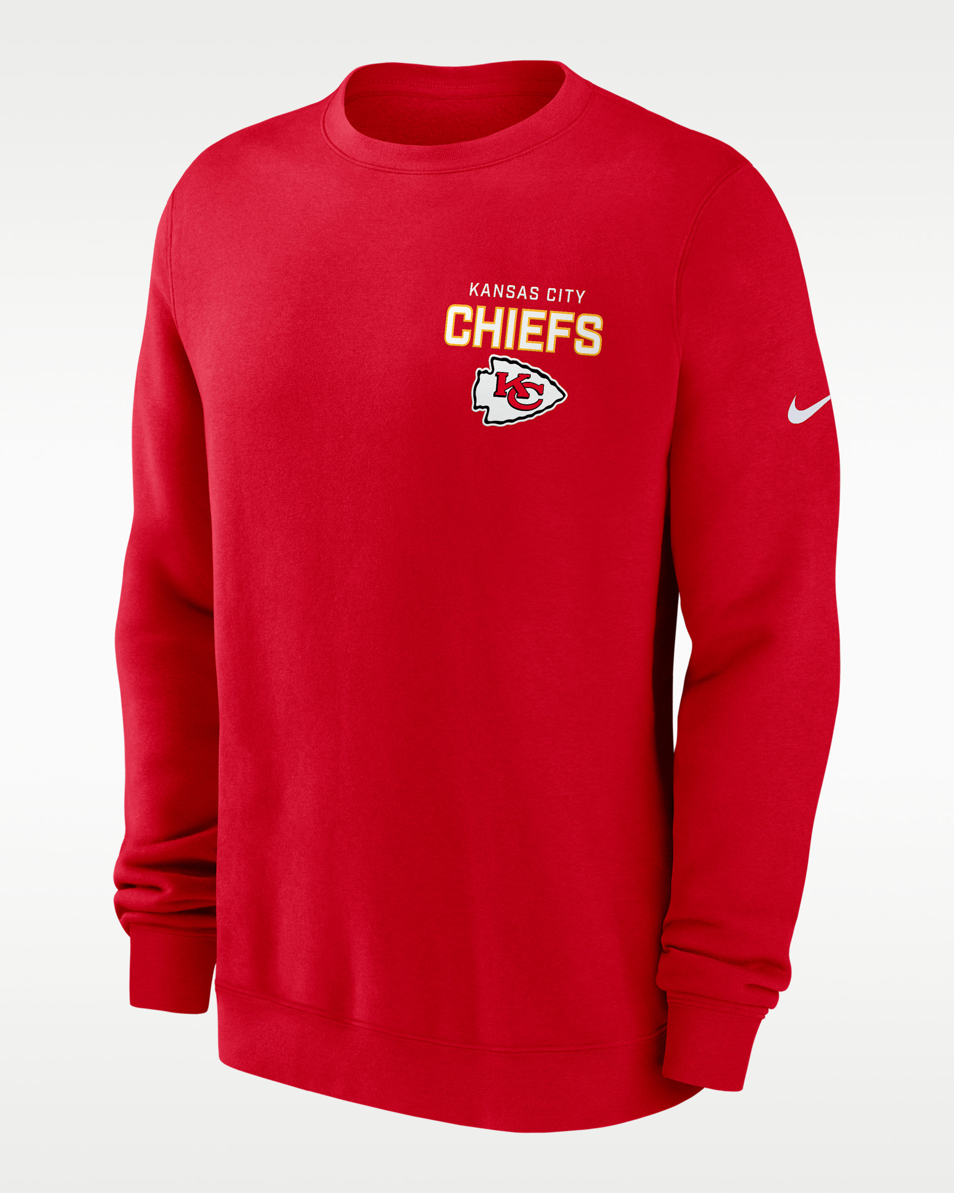 Sudadera de cuello redondo sin cierre Nike de la NFL para hombre Kansas City Chiefs Draw Block Club - Rojo