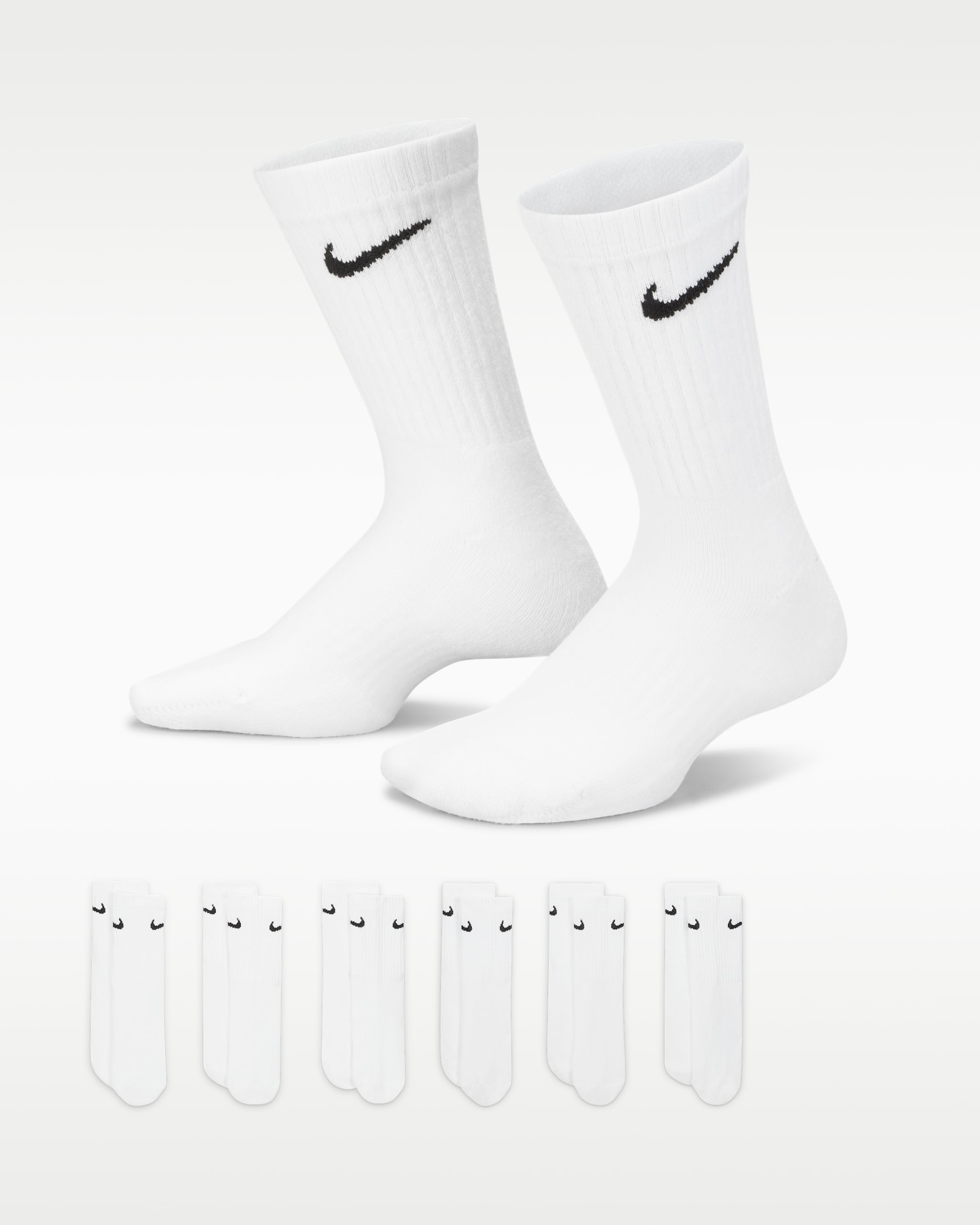 Nike Performance Cushioned Crew Kids' Training Socks (6 Pair) - White/Black