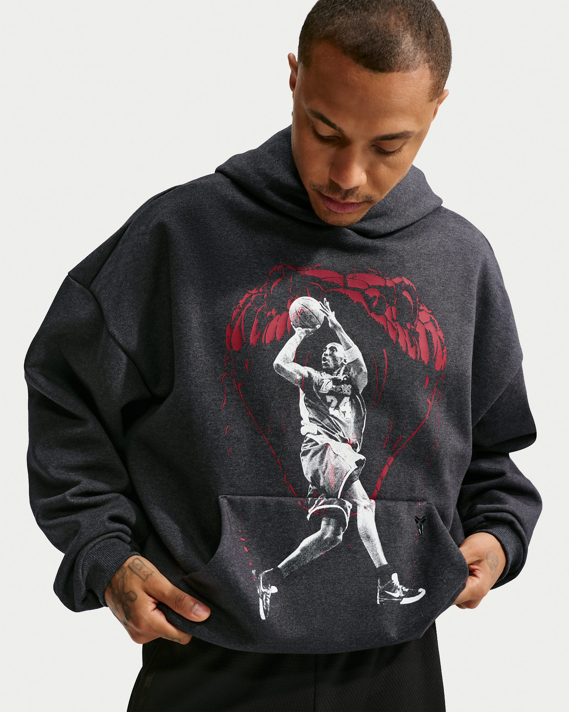 Kobe Nike Standard Issue Men's Nike Therma-FIT Basketball Hoodie - Black Heather