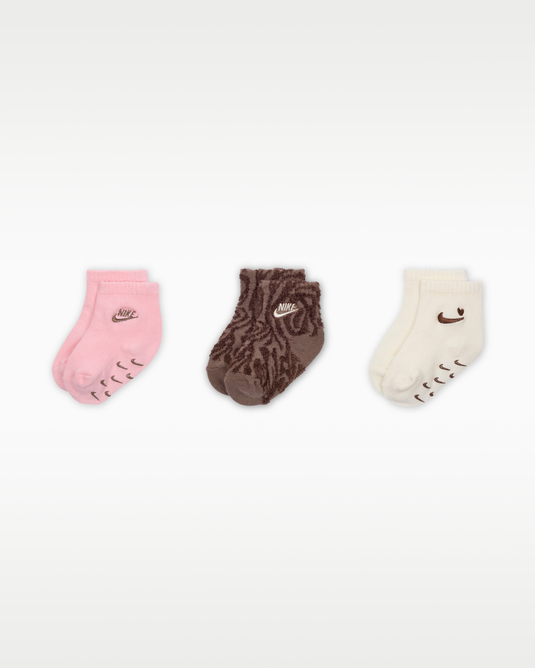 Calcetines de tela de canalé adherentes para bebé e infantil (3 pares) Nike Wild Warmth - Rosa suave medio