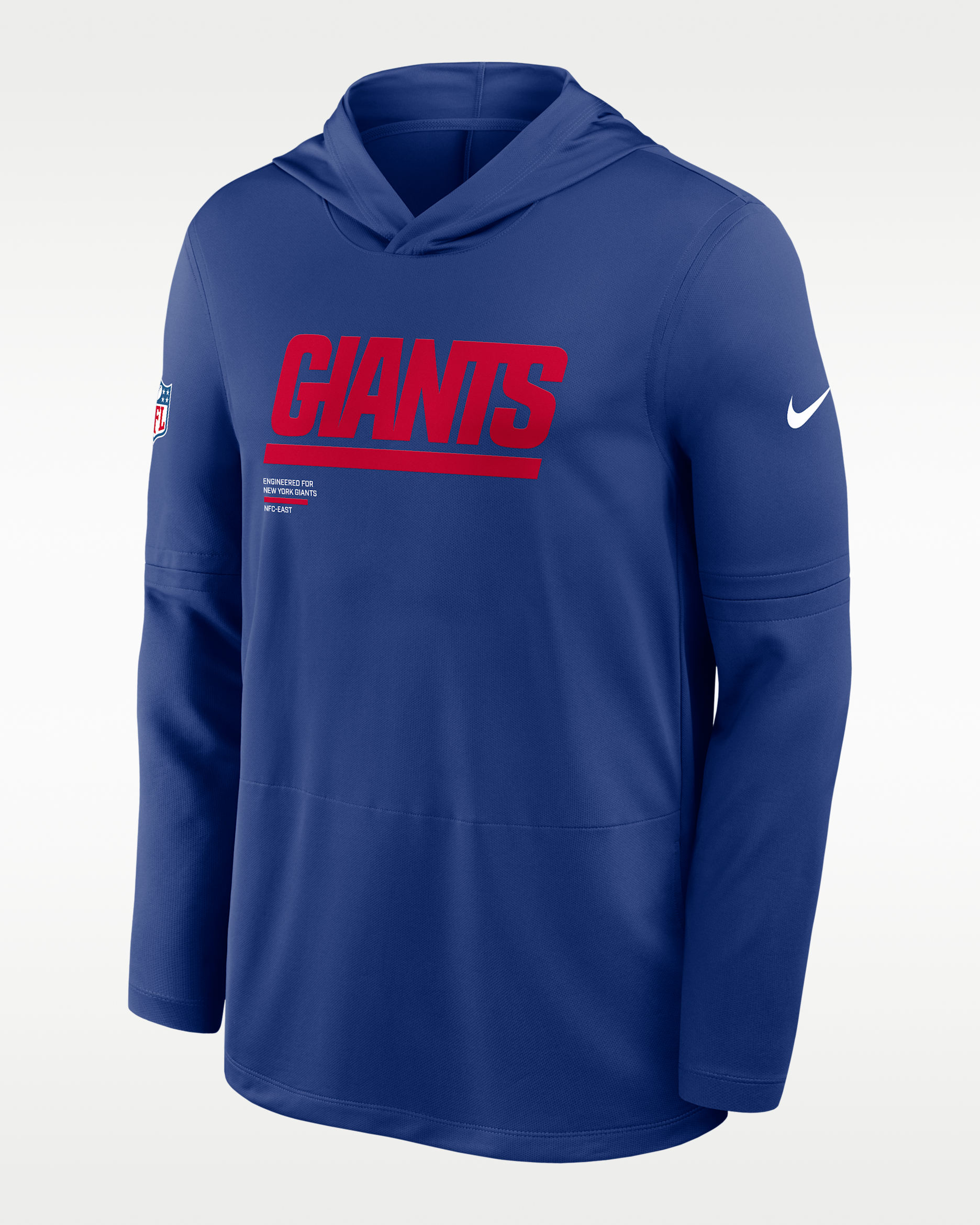 New York Giants Pure Fury Sideline Men's Nike Dri-FIT NFL Long-Sleeve Hooded Top - Royal