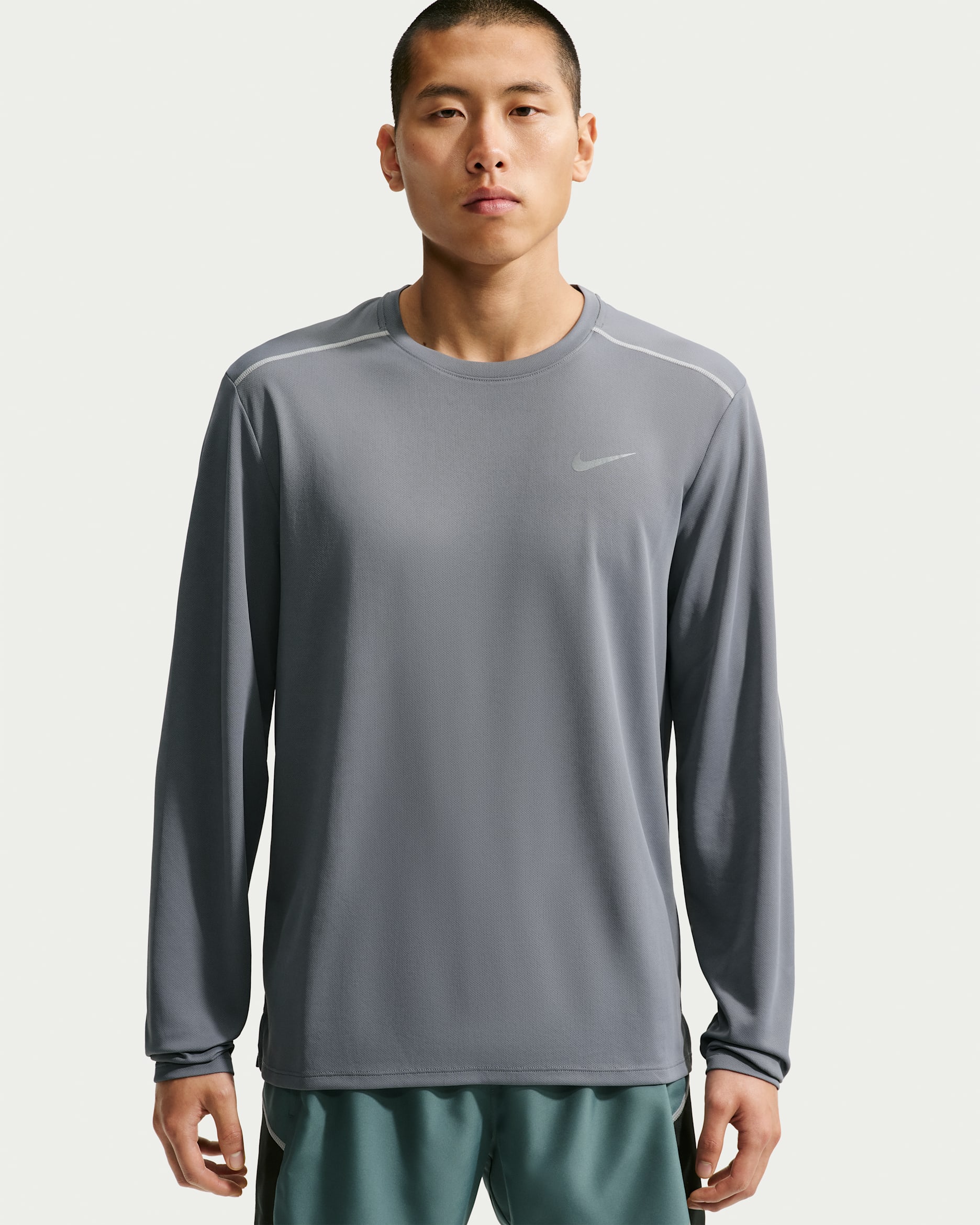 Nike Miler Men's Dri-FIT Long-Sleeve Running Top - Smoke Grey