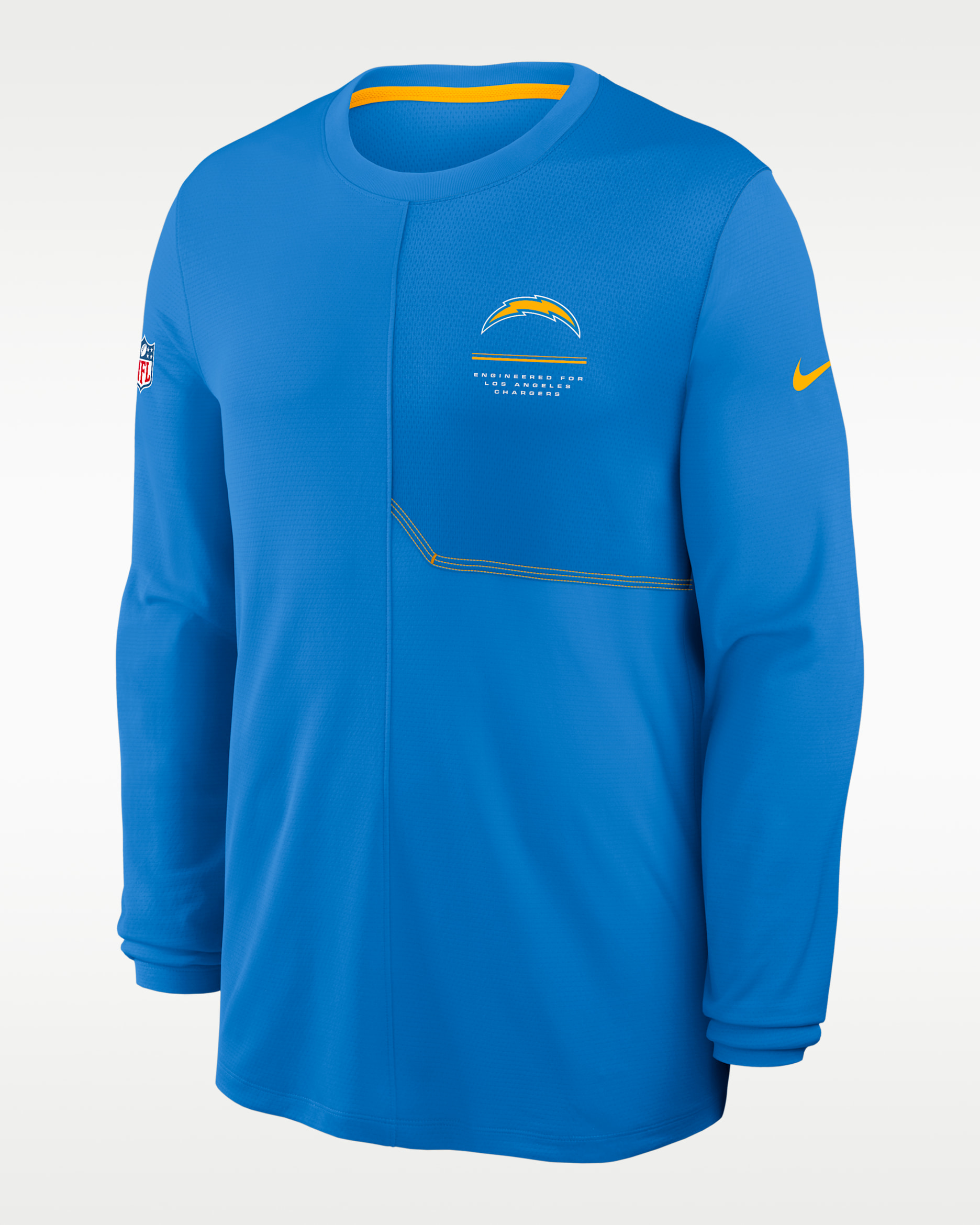 Playera de manga larga Nike Dri-FIT de la NFL para hombre Los Angeles Chargers Sideline Coach - Azul