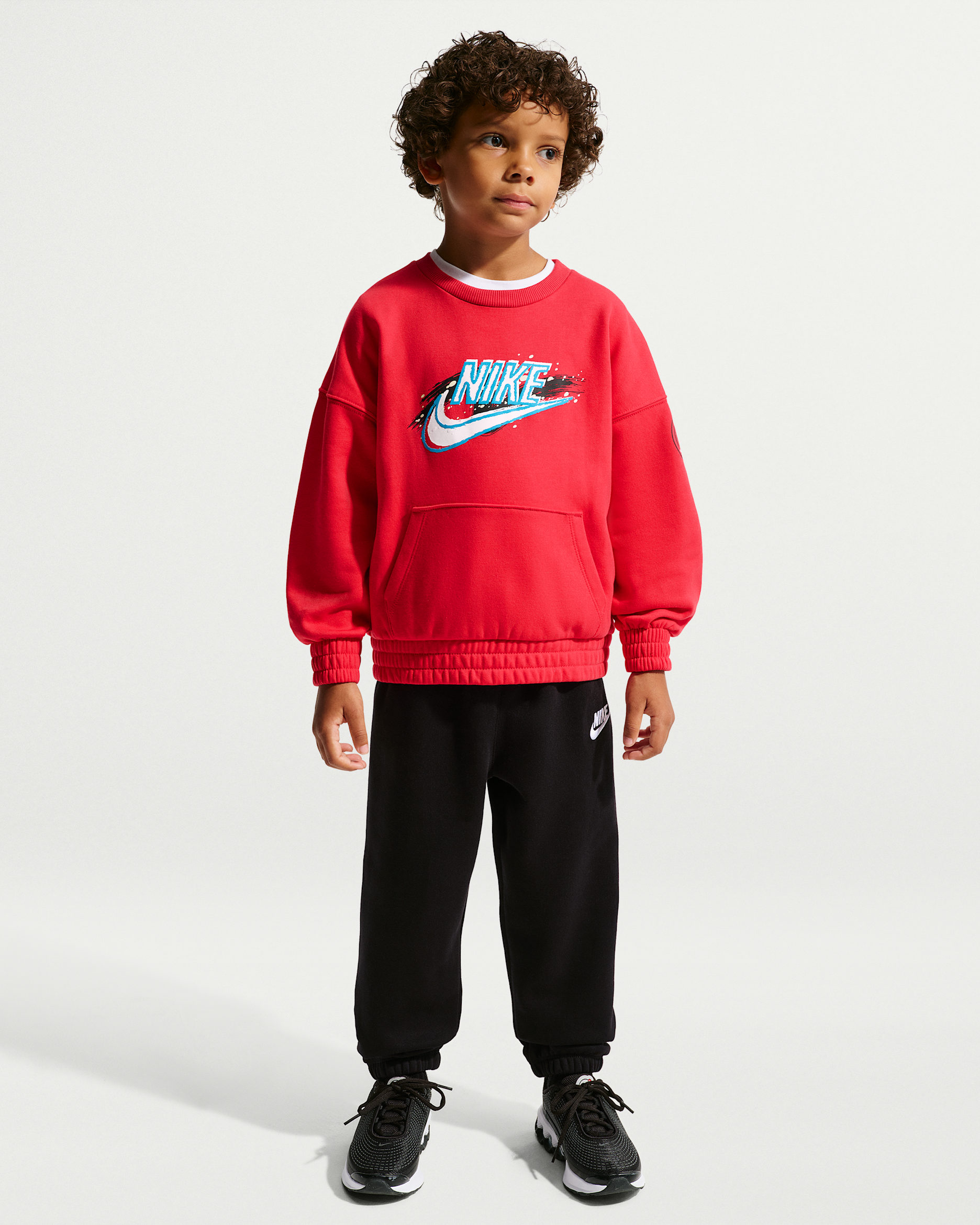 Nike Sportswear Little Kids' Snow Motion Fleece Crew 2-Piece Set - Black