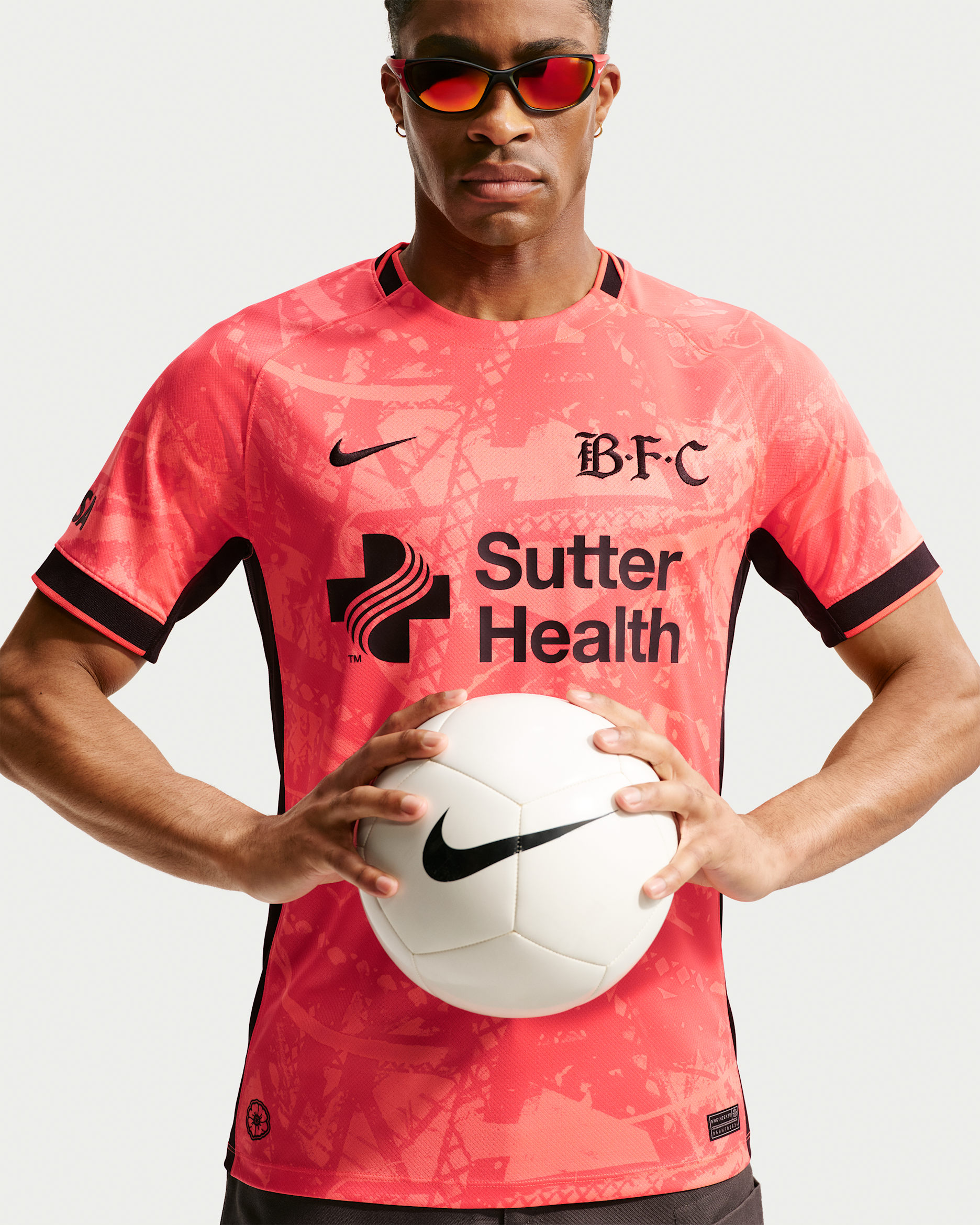 Bay FC Stadium Away Men's Nike Dri-FIT NWSL Replica Jersey - Rush Coral