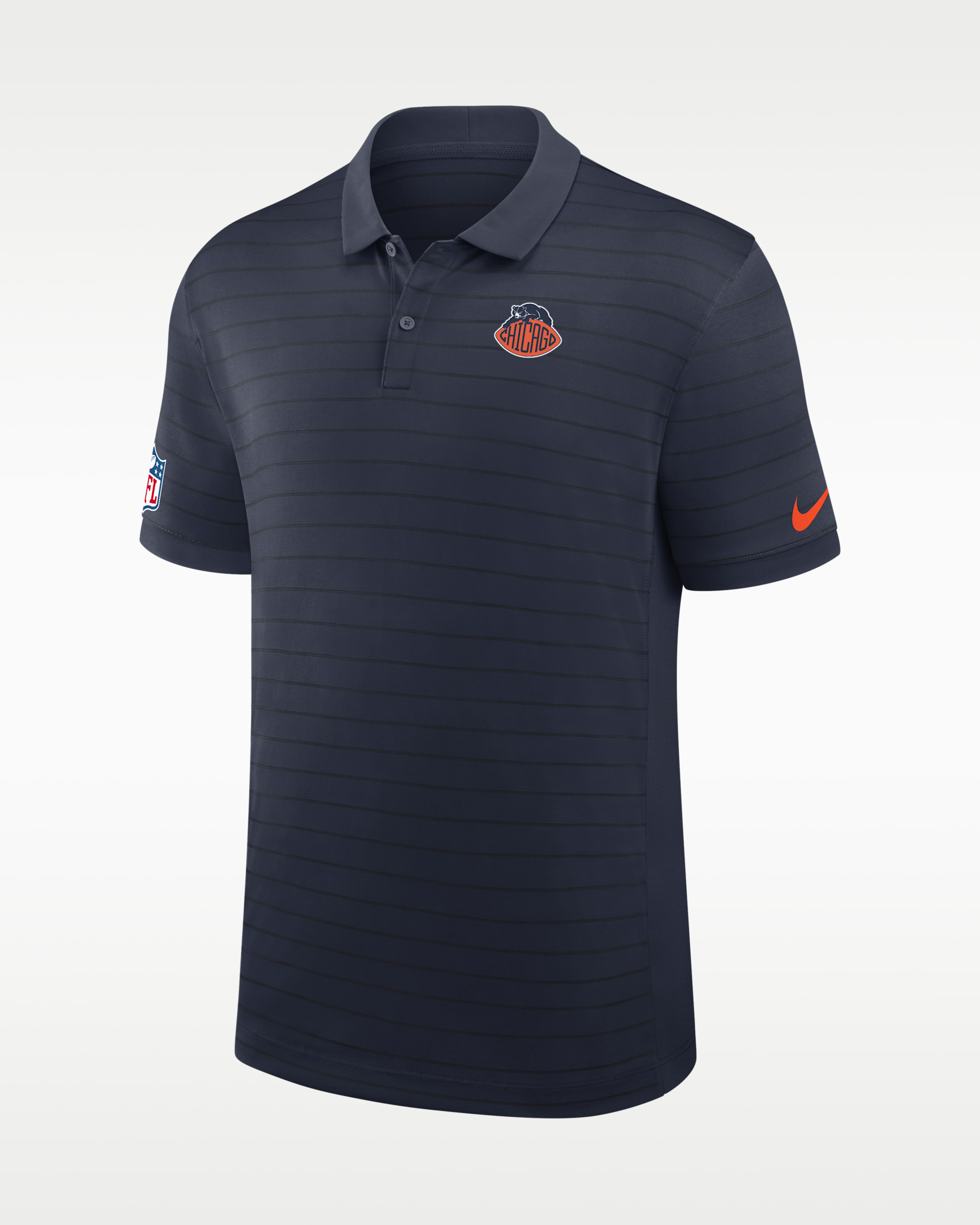 Chicago Bears Rivalries Collection Sideline Victory Striped Men's Nike Dri-FIT NFL Polo - Navy