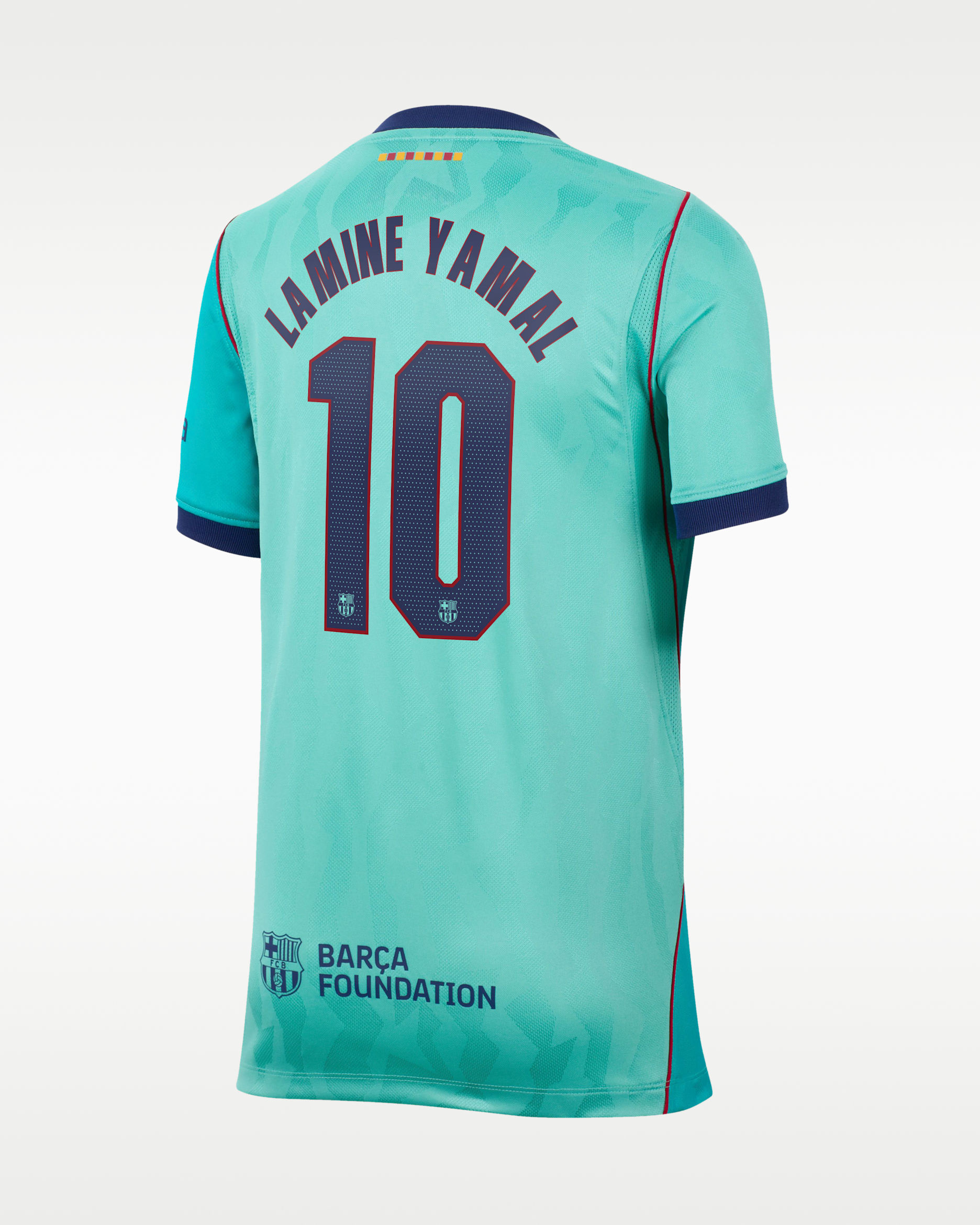 Lamine Yamal Barcelona 2026/27 Stadium Third Big Kids' Nike Dri-FIT Soccer Jersey - Green Frost/Green Frost/Gym Red/Loyal Blue