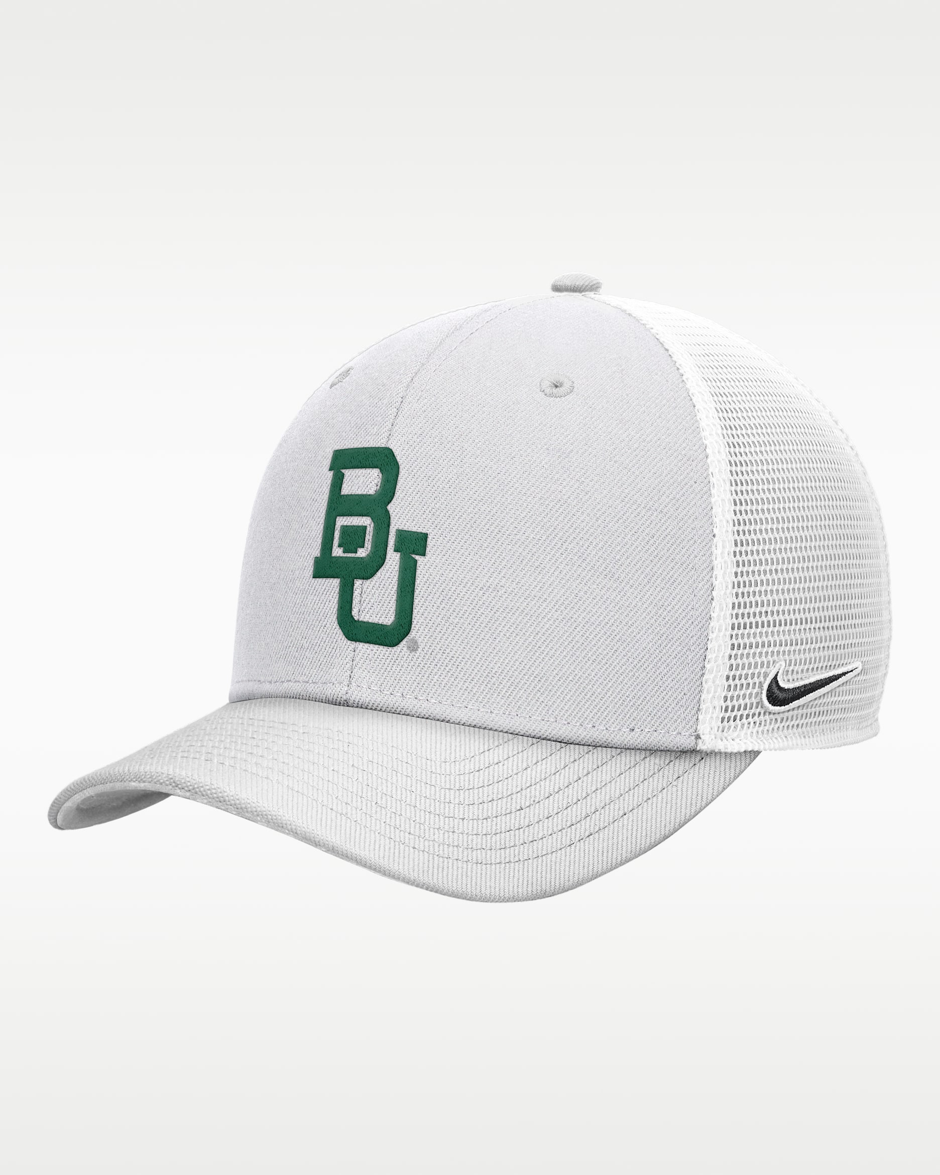 Baylor White Out Rise Men's Nike College Trucker Adjustable Hat - White