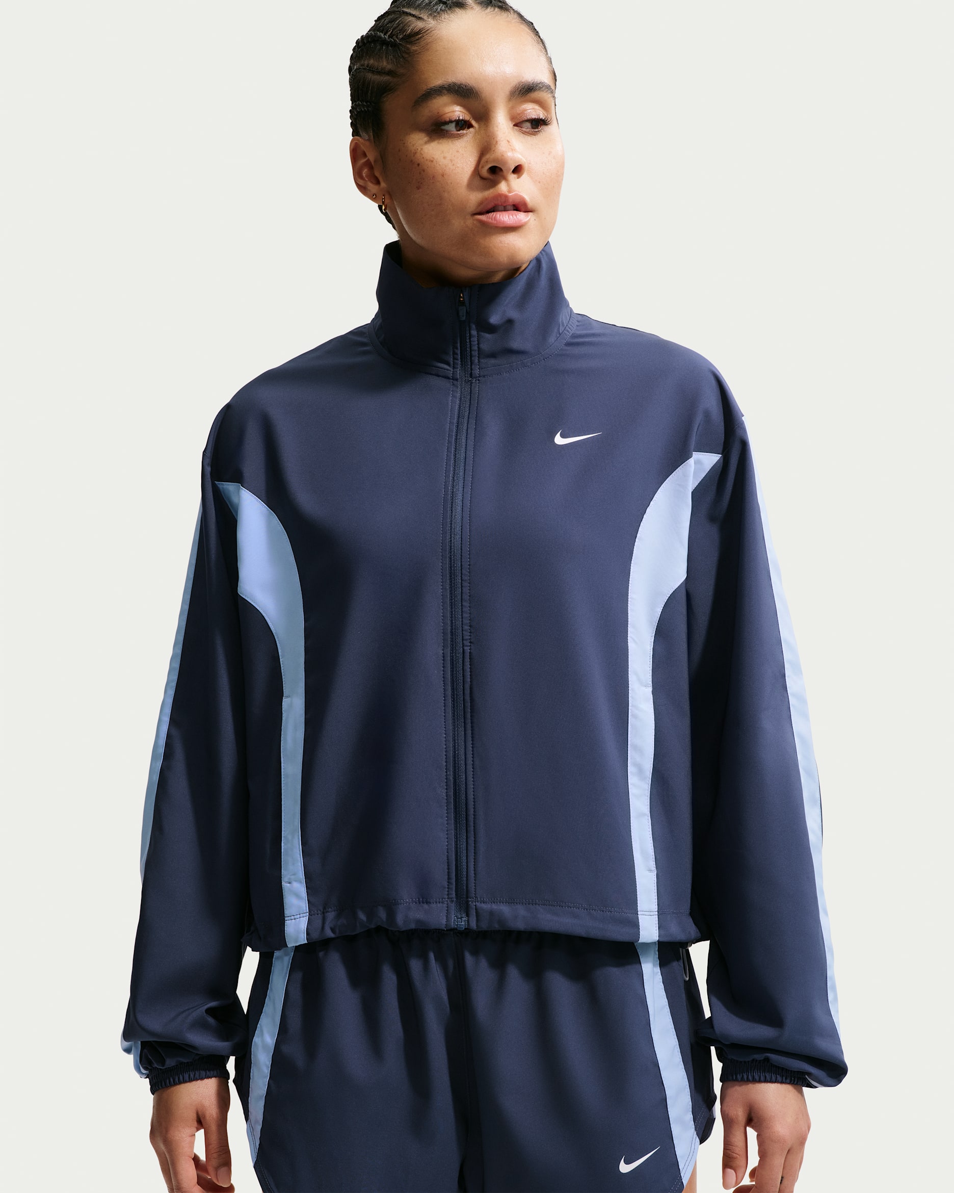 Nike One Women's Woven Jacket - Midnight Navy/Aluminium/White