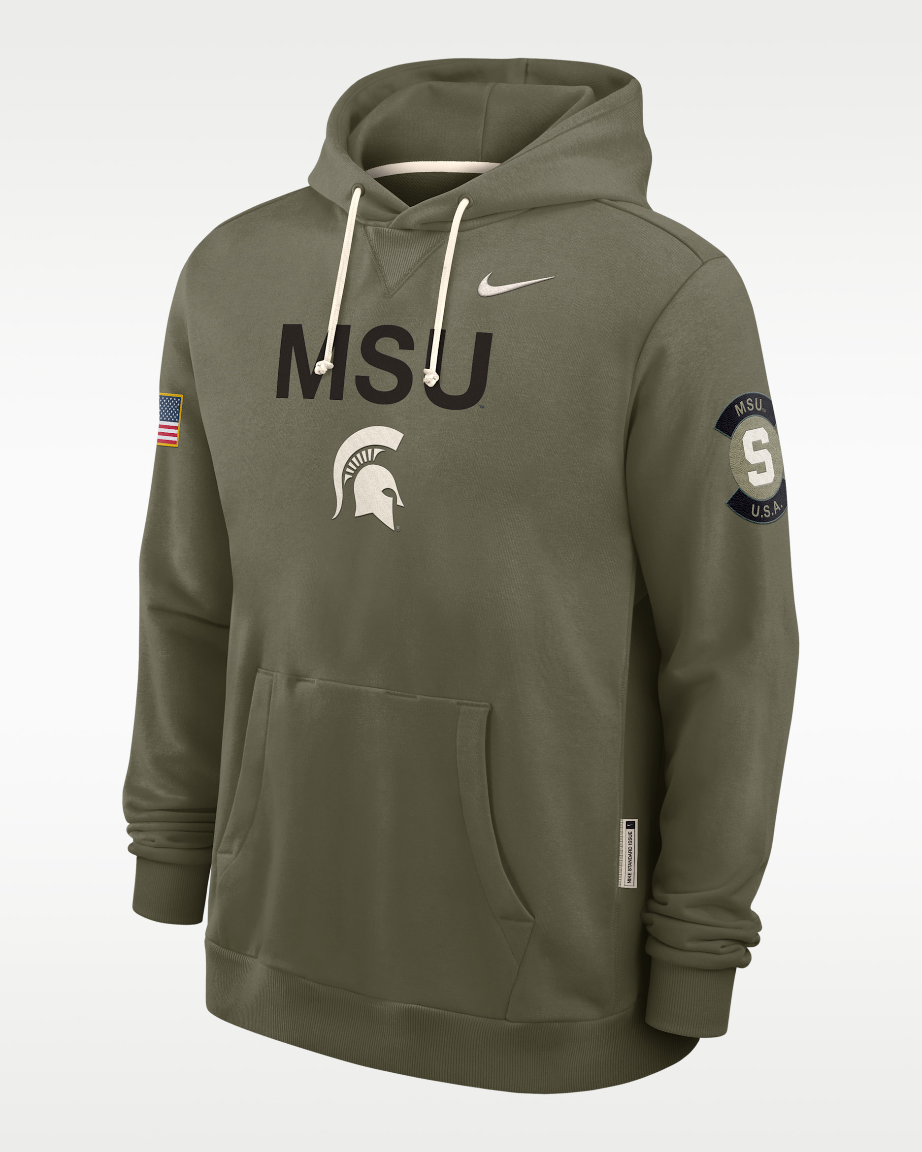 Michigan State 2025 Military Appreciation Men's Nike Dri-FIT College Pullover Hoodie - Olive