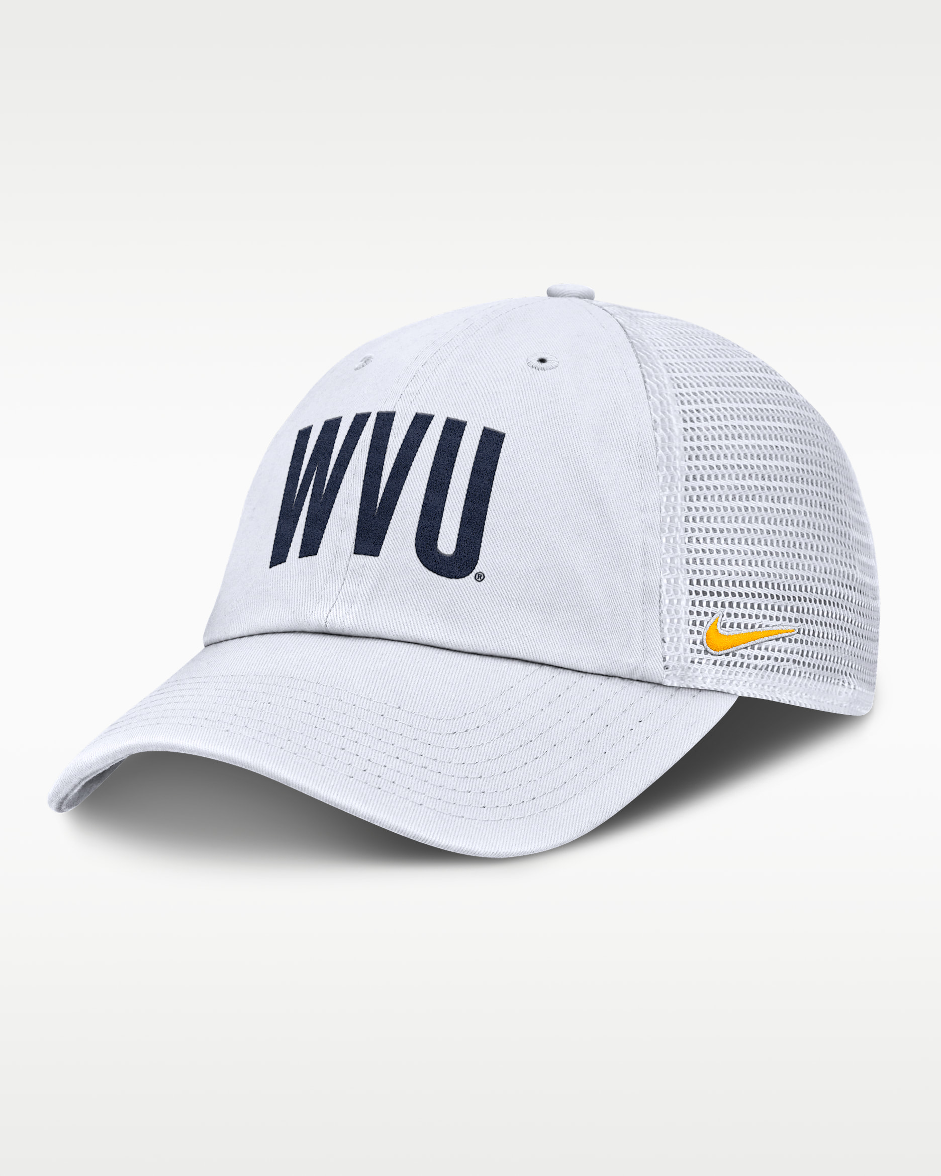 West Virginia Primetime Campus Club Men's Nike College Trucker Adjustable Hat - White