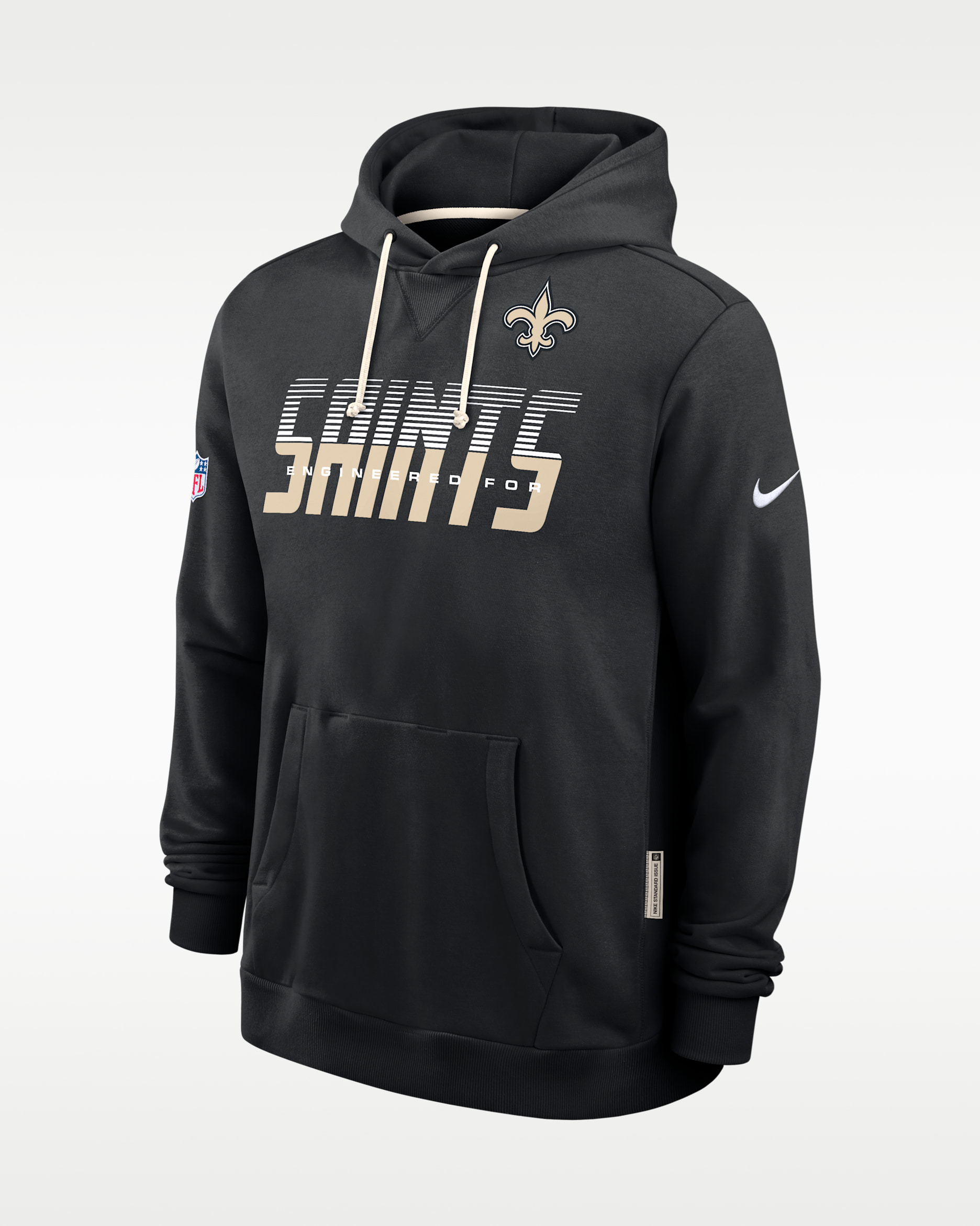 New Orleans Saints Sideline Standard Issue Men's Nike Dri-FIT NFL Pullover Hoodie - Black