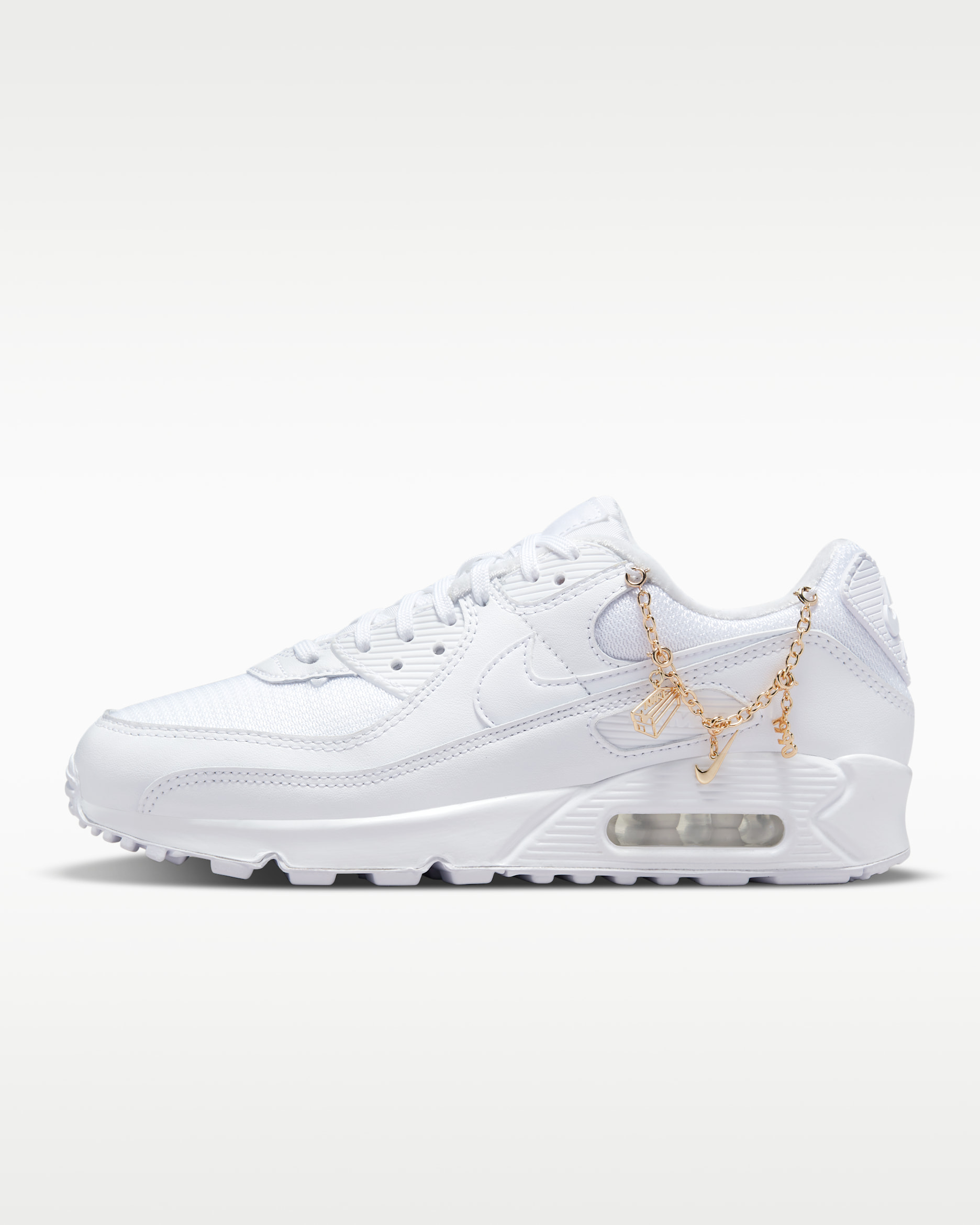 Nike Air Max 90 Premium Women's Shoes - White/Metallic Gold/White