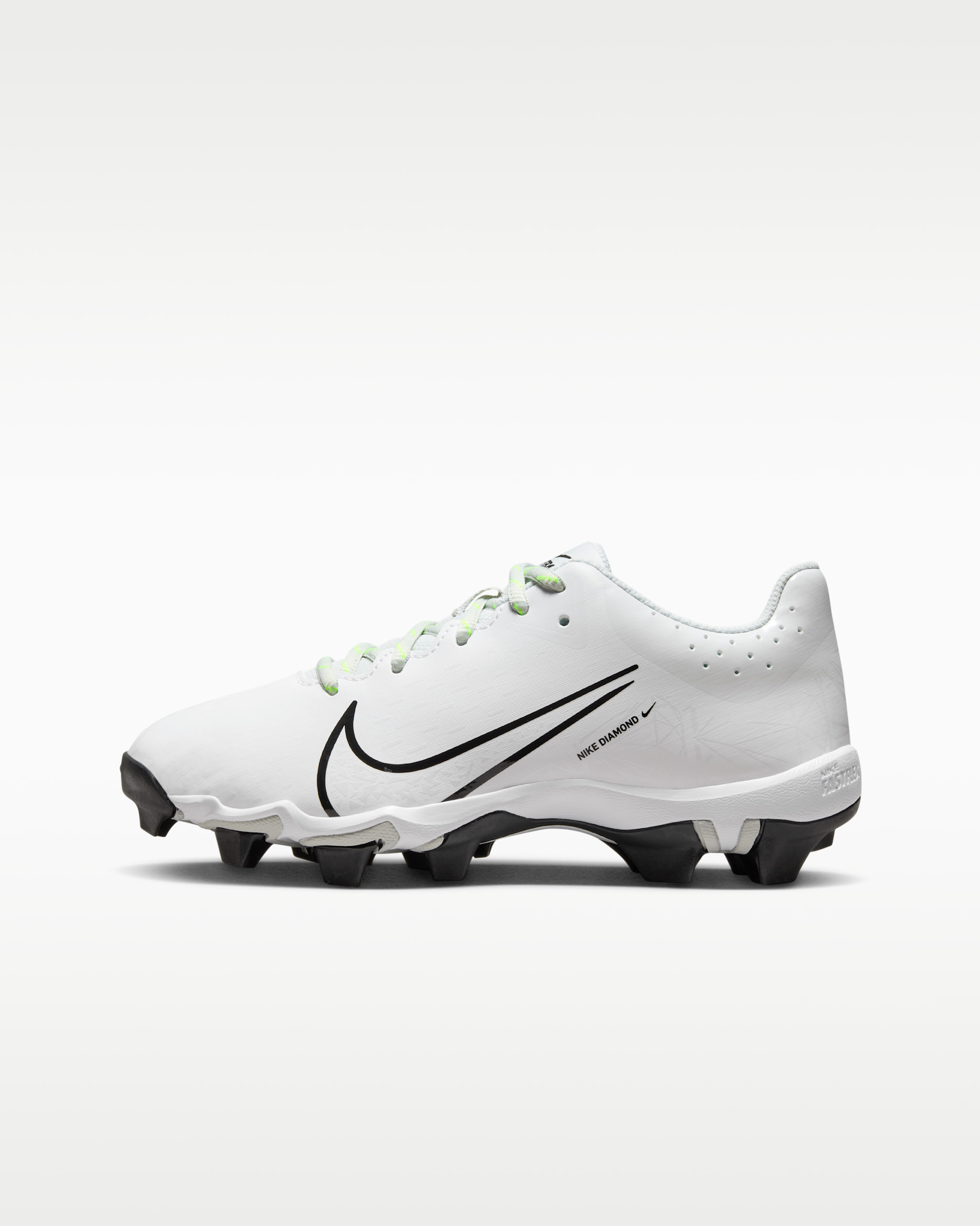 Tacos de softball para niños grandes Nike Hyperdiamond 4 Keystone GG - Blanco/Polvo fotón/Volt/Negro