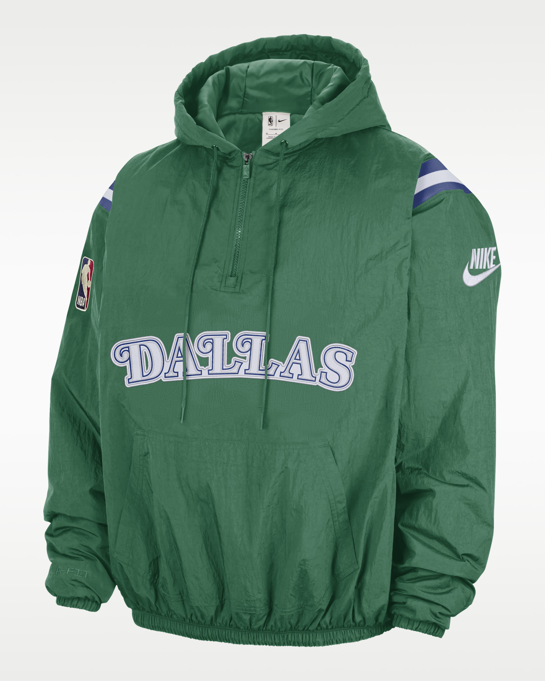 Dallas Mavericks Hardwood Classics Men's Nike Therma-FIT NBA 1/2-Zip Hoodie - Clover/Black