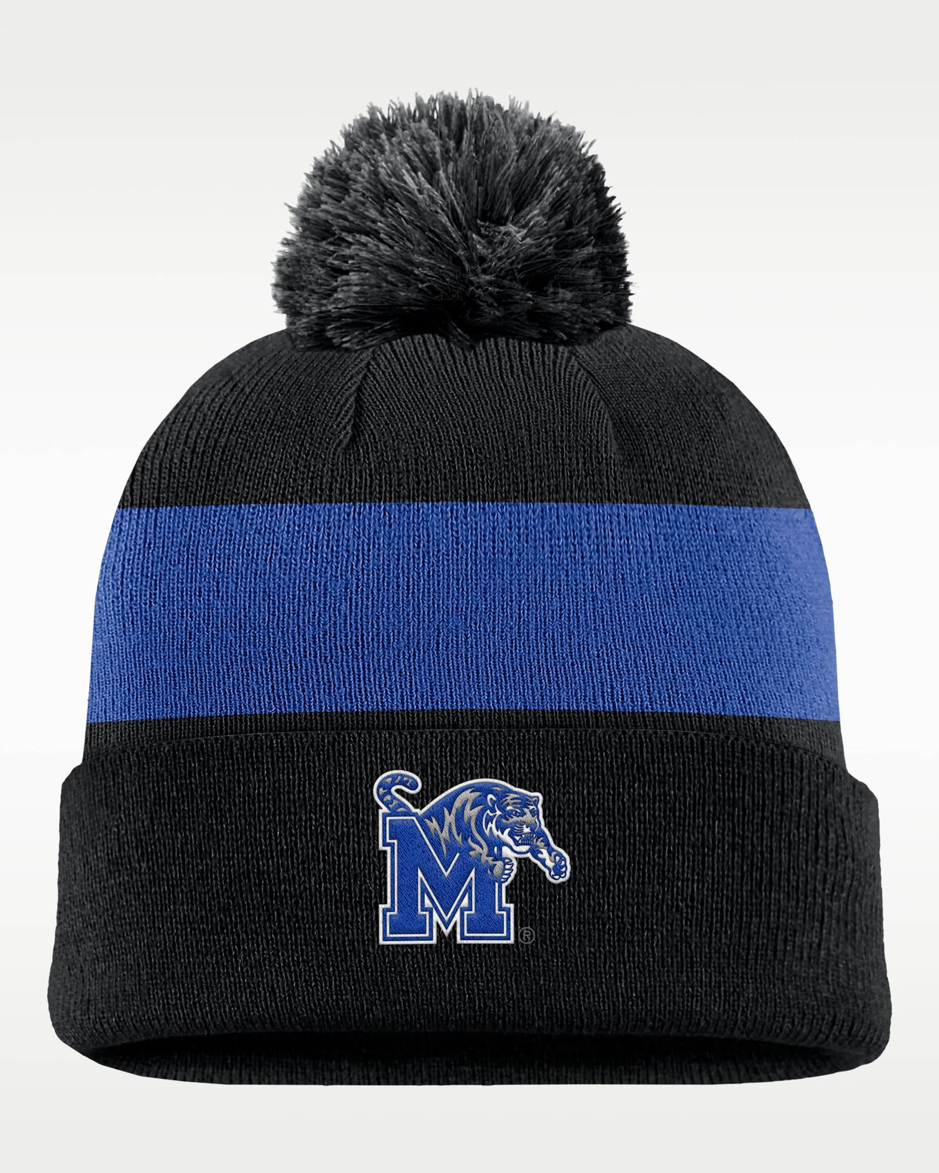 Memphis Tigers Peak Nike Basketball College Cuffed Pom Beanie - Black