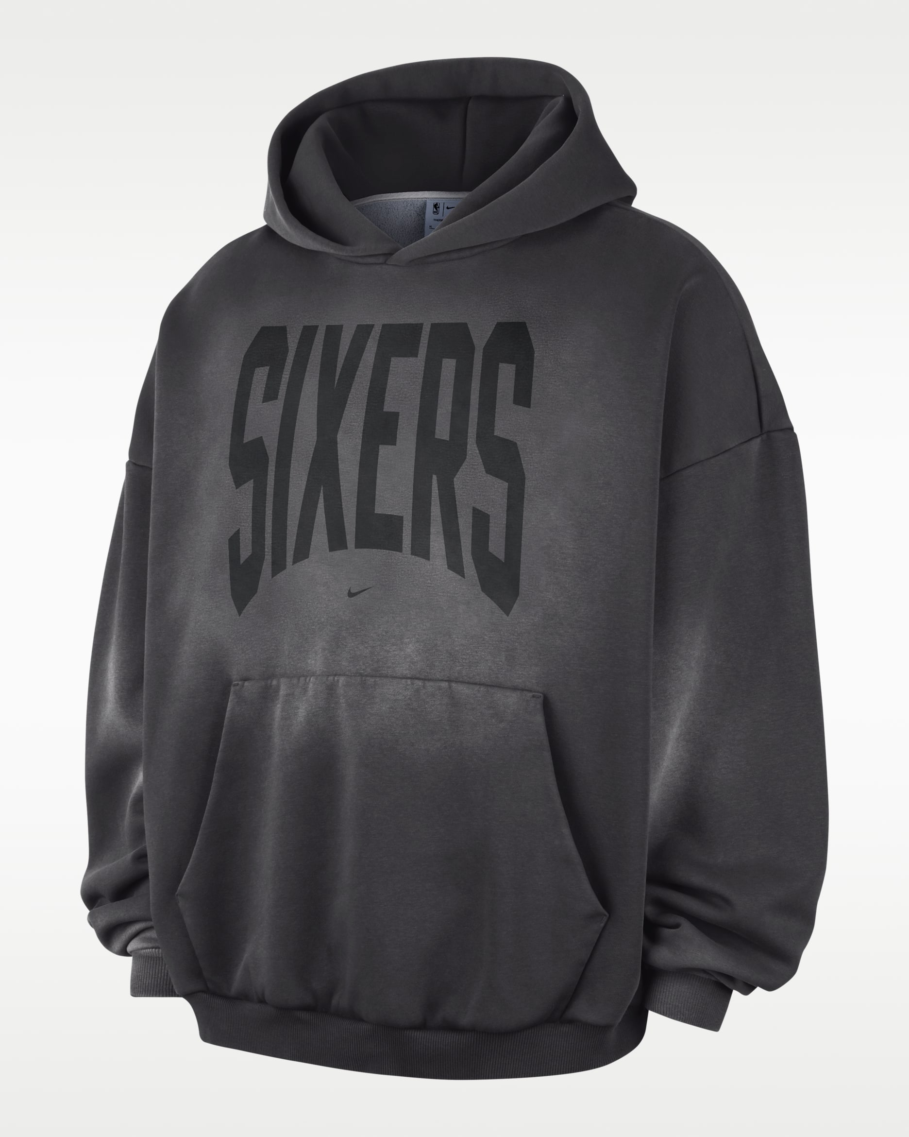 Philadelphia 76ers Standard Issue Men's Therma-FIT Fleece Basketball Pullover Hoodie - Dark Charcoal/White