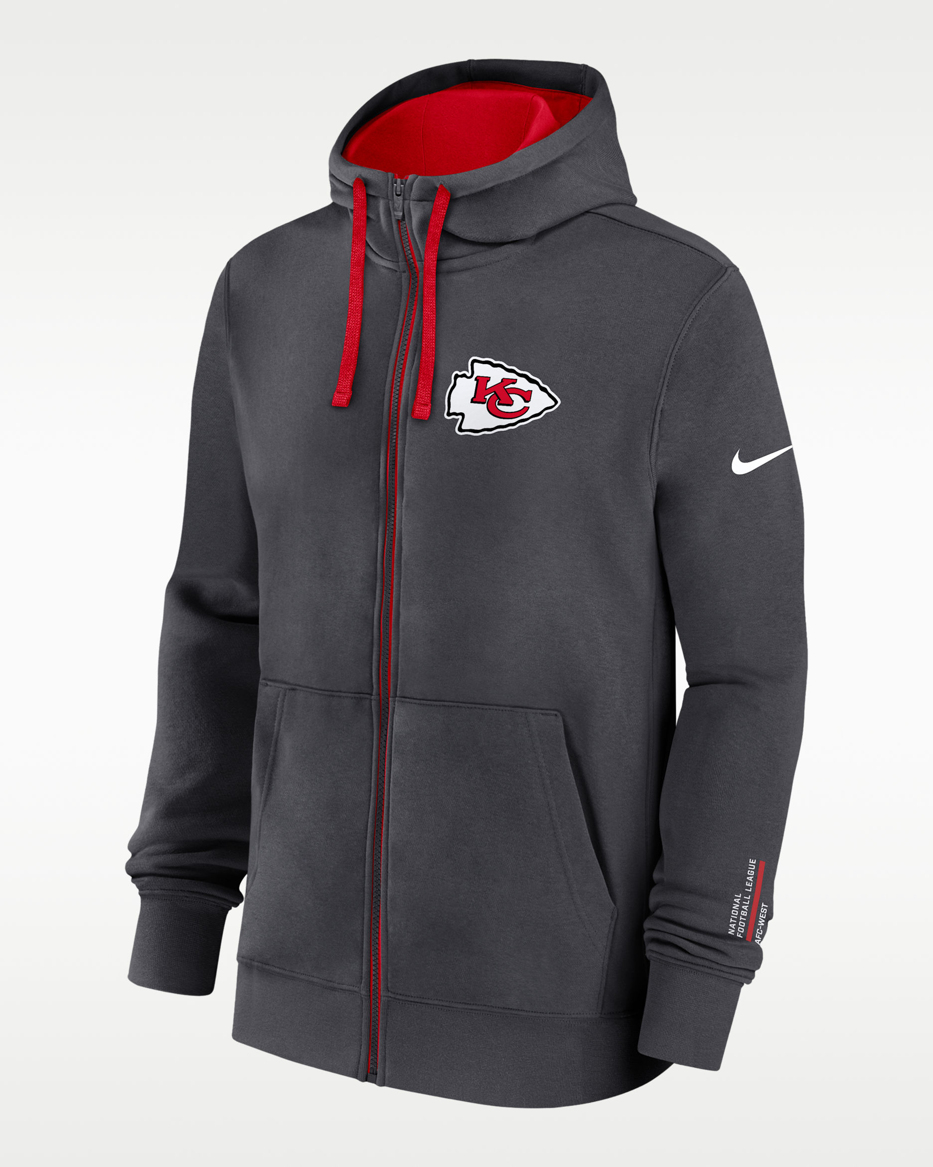 Kansas City Chiefs Playbook Page Club Men's Nike NFL Full-Zip Hoodie - Anthracite