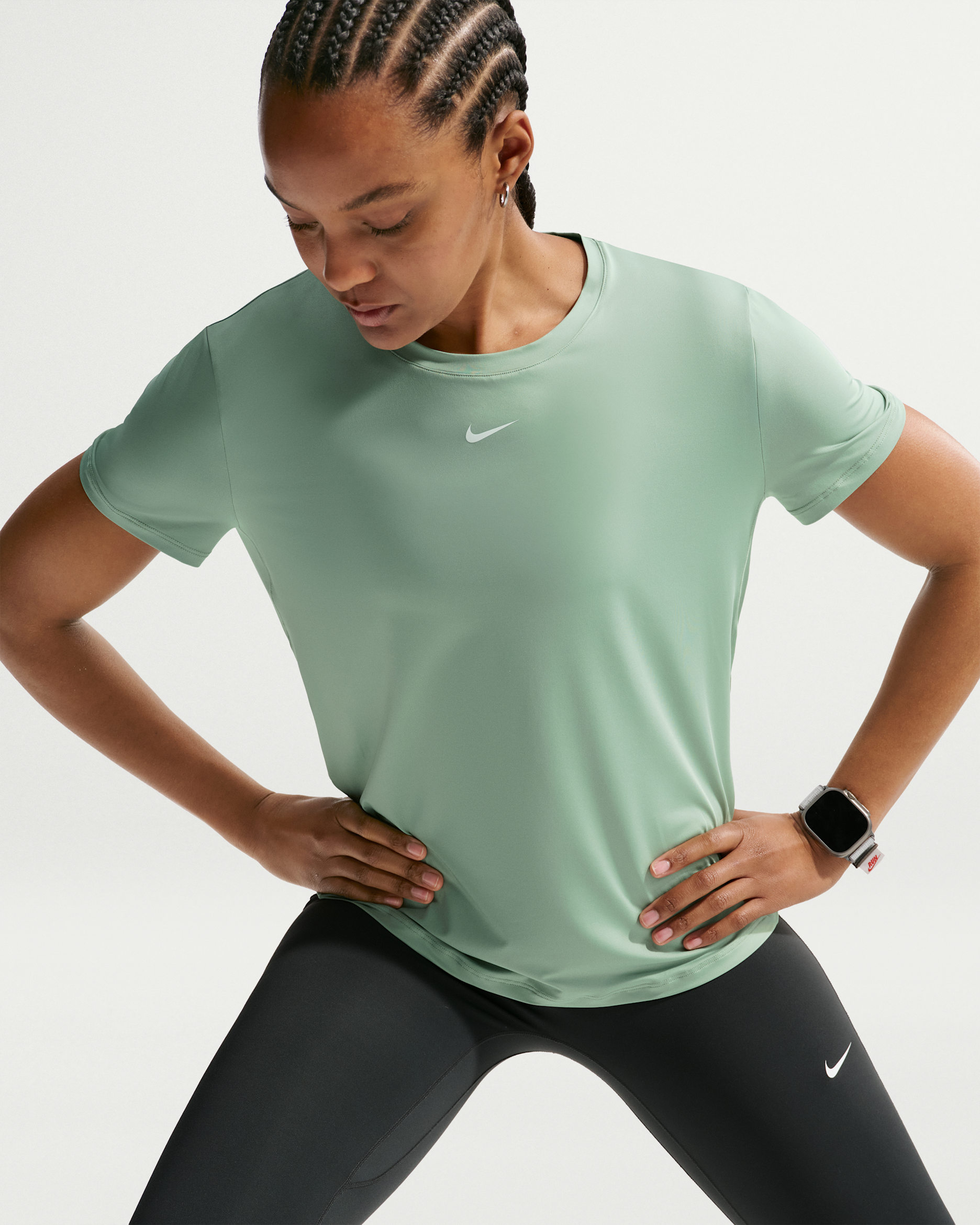 Haut à manches courtes Dri-FIT Nike One Classic pour femme - Steam/Blanc
