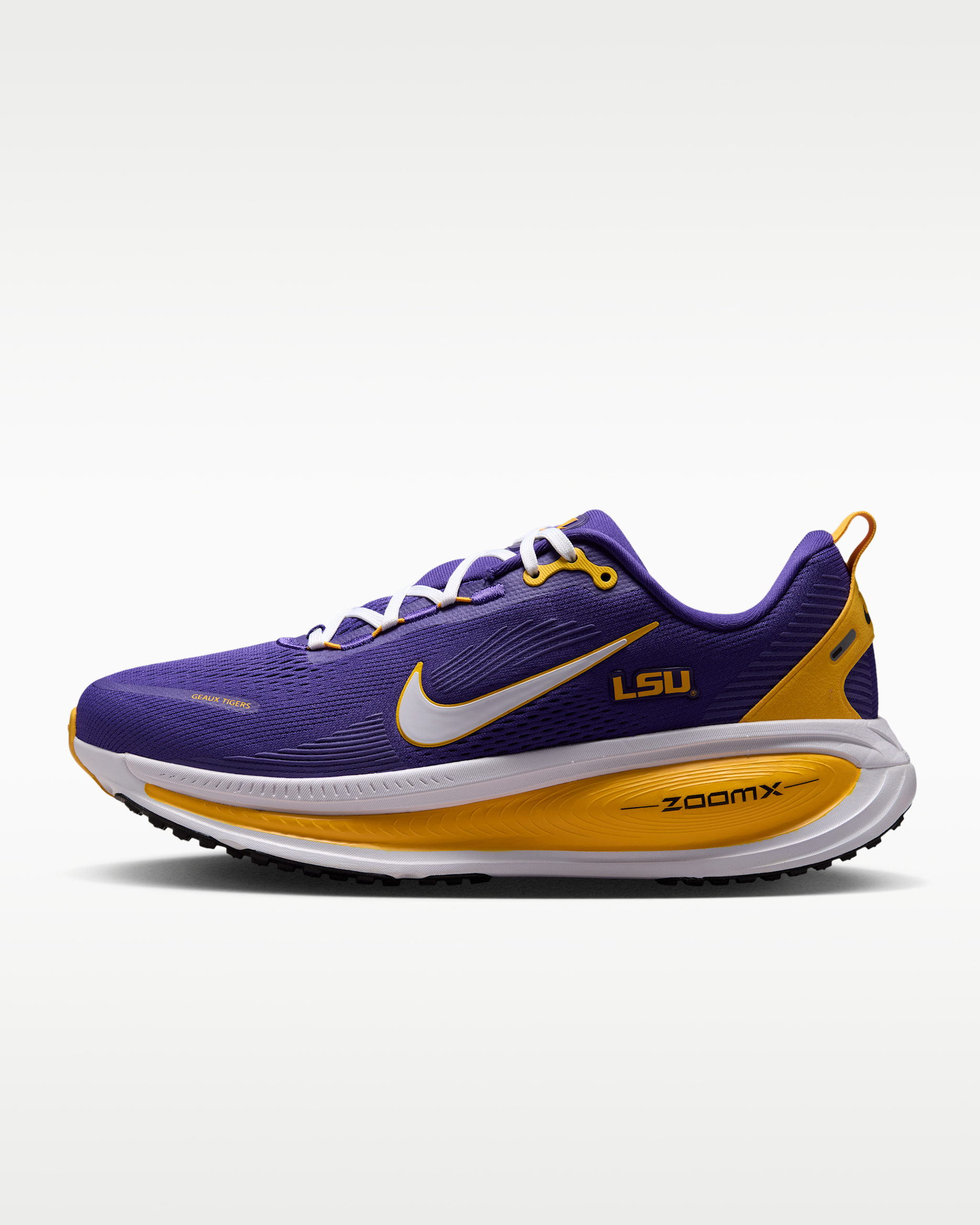 Nike College Vomero 18 (LSU) Men's Road Running Shoes - Court Purple/University Gold/White