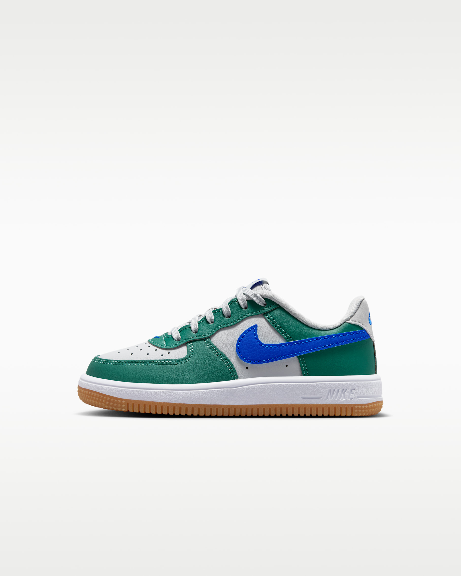 Nike Force 1 Low Little Kids' Shoes - Grey Fog/Evergreen Aura/White/Racer Blue