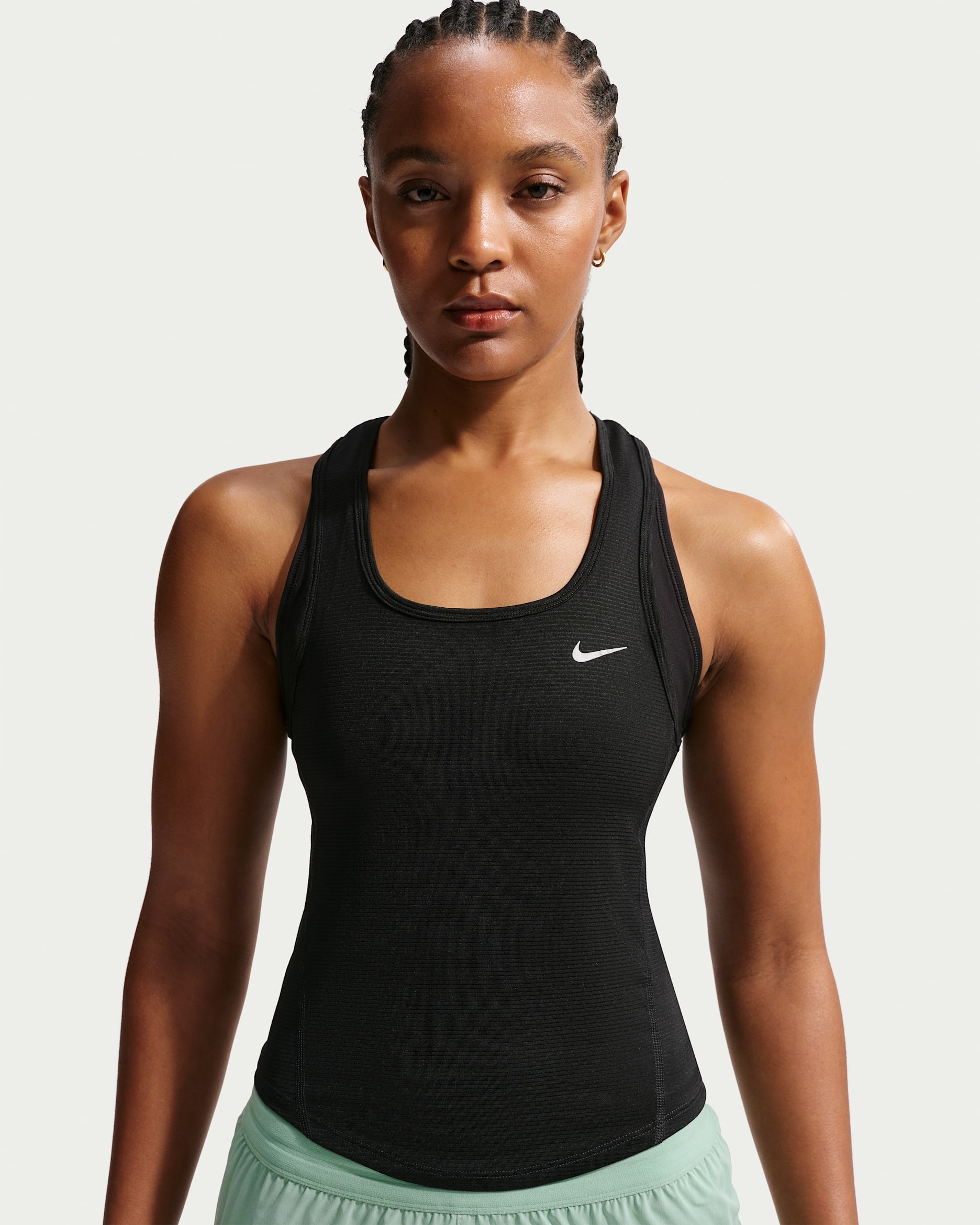 Nike Tempo Women's Dri-FIT Cropped Mesh Tank Top - Black/Black/White