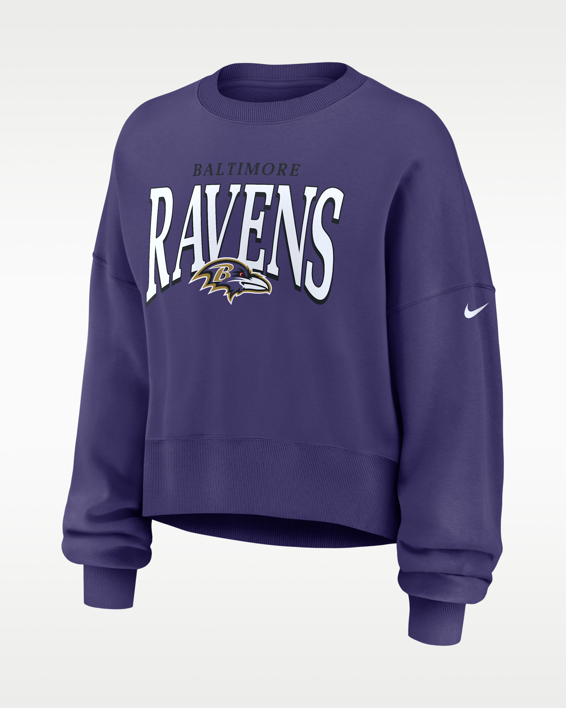 Baltimore Ravens Rewind Phoenix Women's Nike NFL Oversized Pullover Crew - Purple