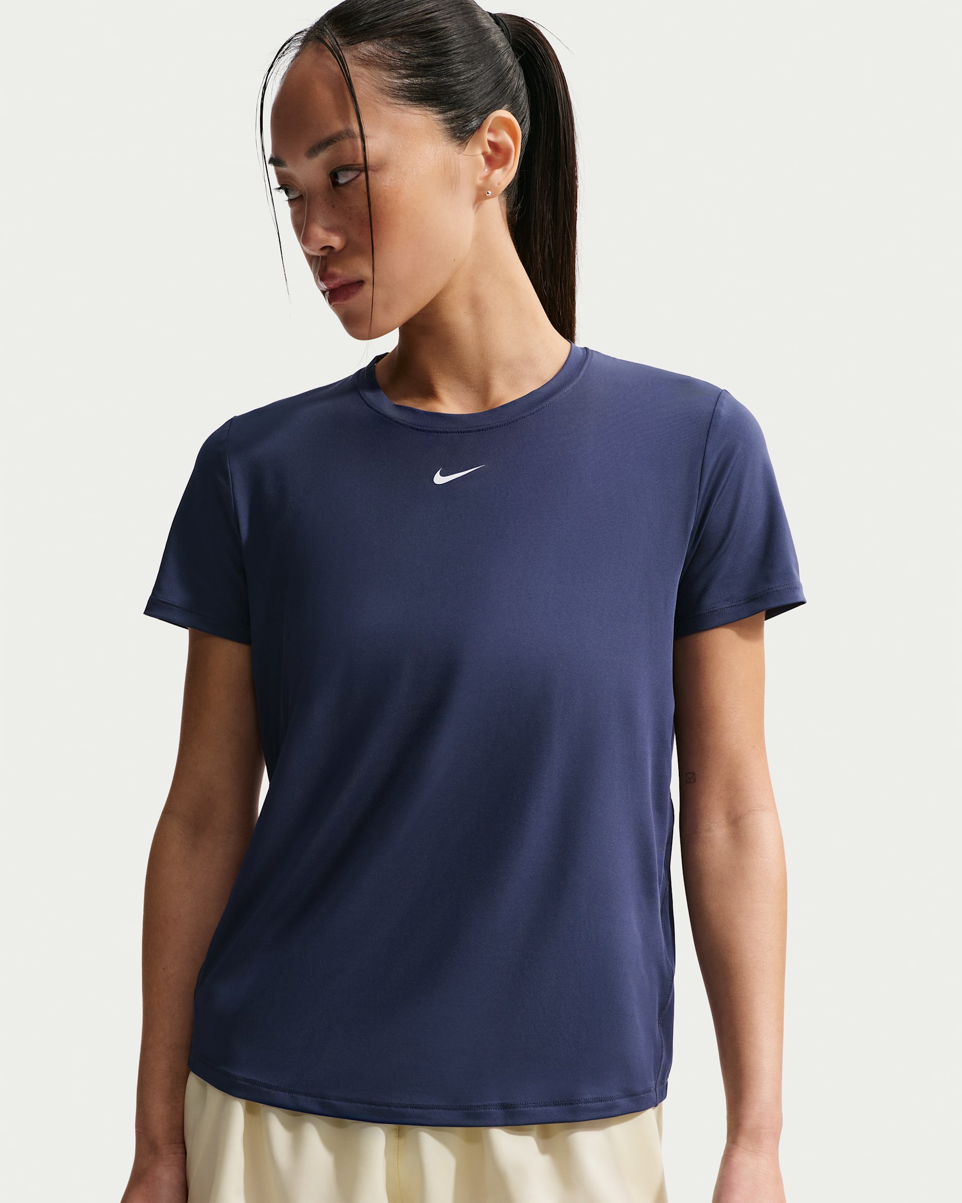 Nike One Classic Women's Dri-FIT Short-Sleeve Top - Midnight Navy/White