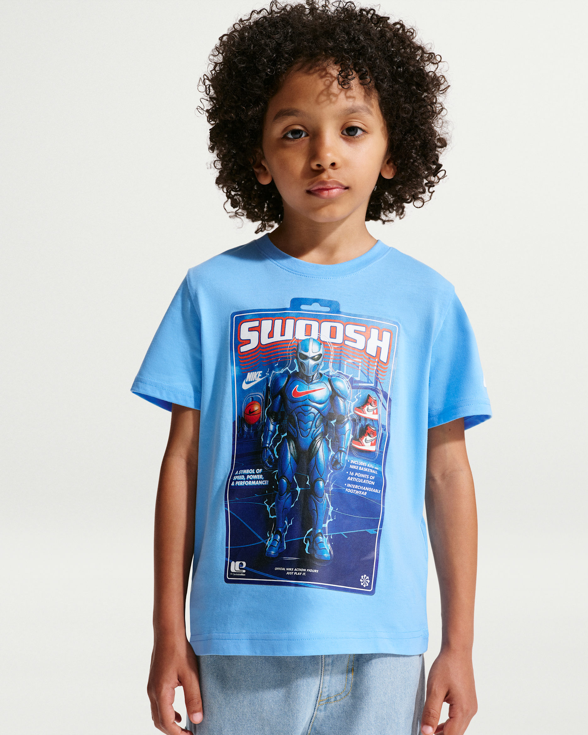 Nike Little Kids' Swoosh Action Figure T-Shirt - Football Blue