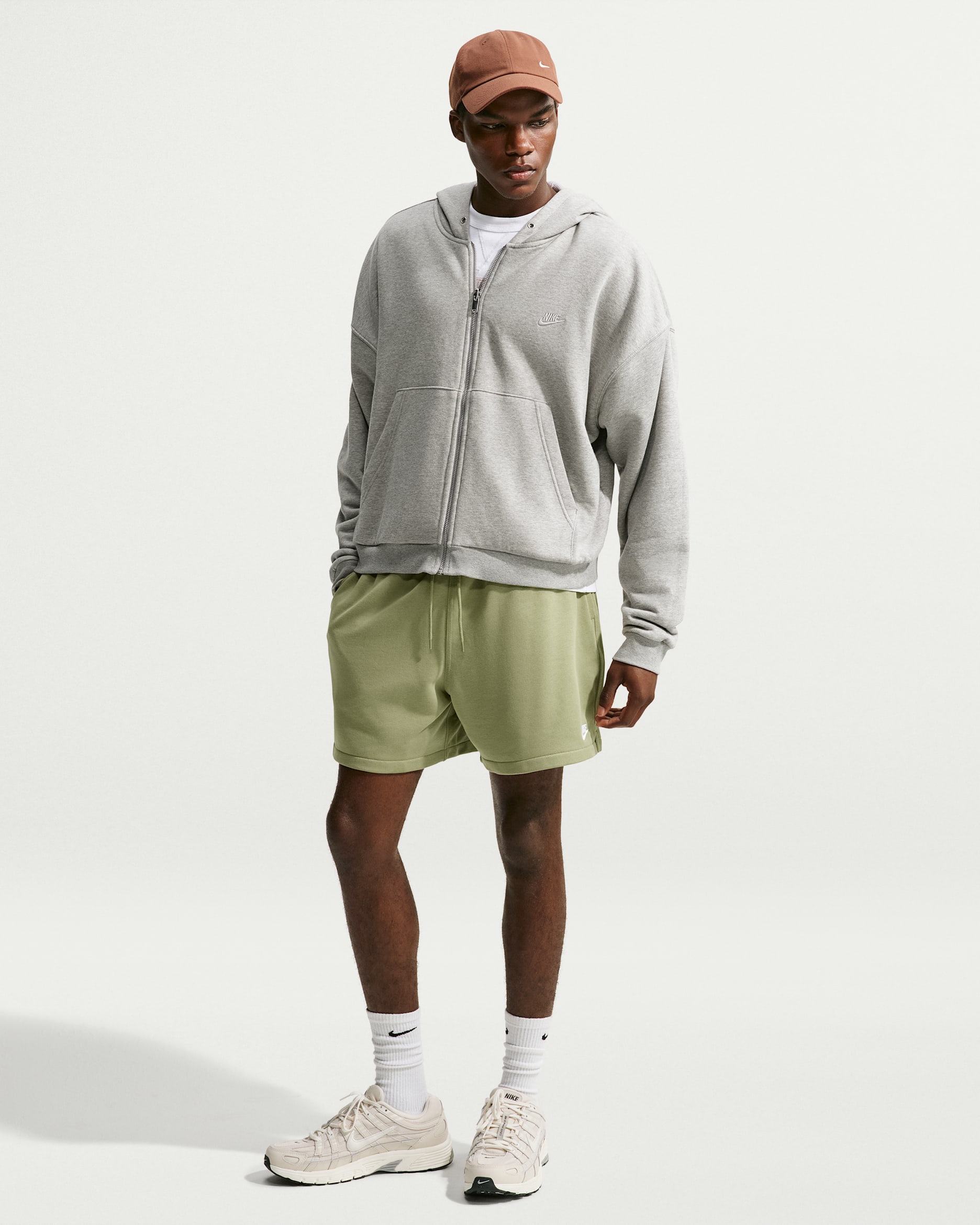Nike Club Men's French Terry Flow Shorts - Dusty Olive/Dusty Olive/White
