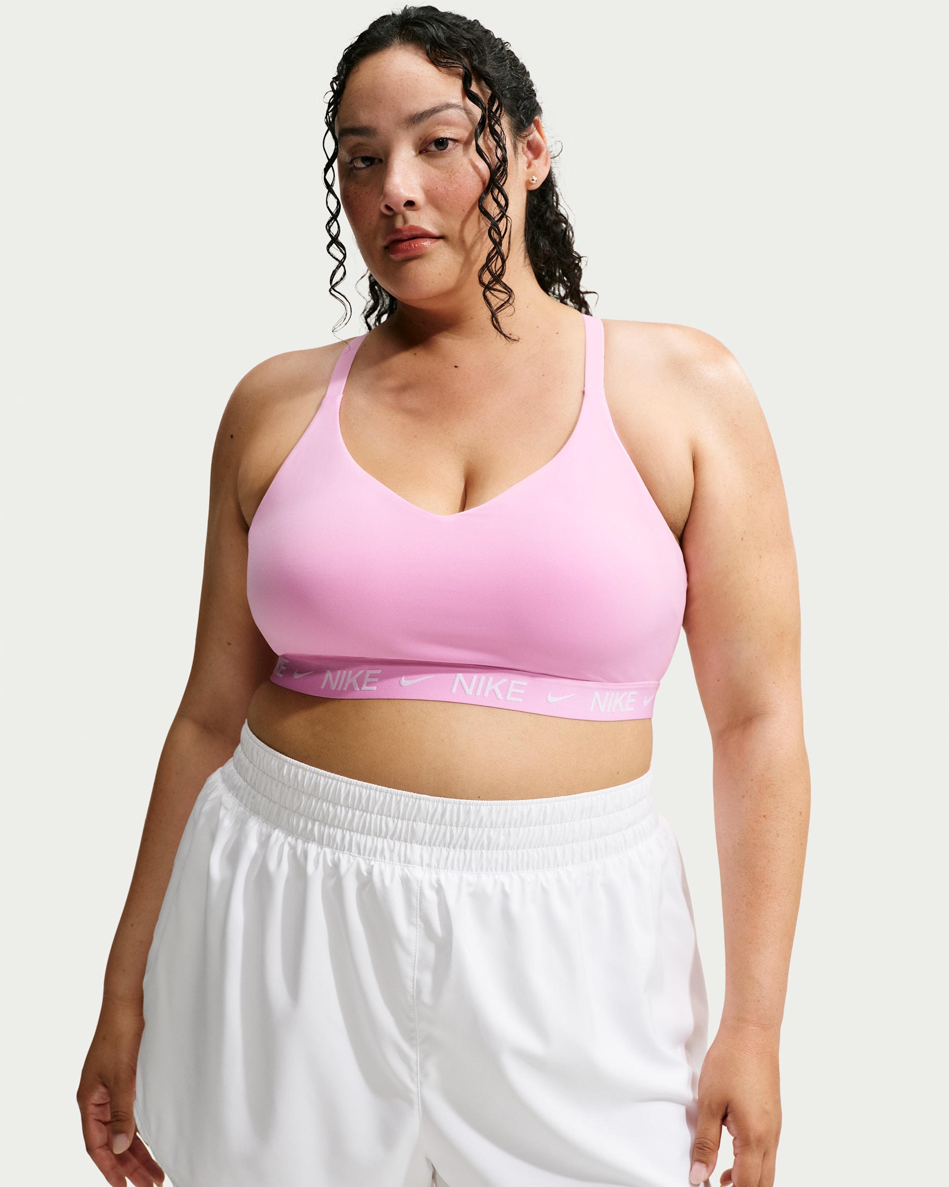 Nike Indy Light Support Women's Padded Adjustable Sports Bra (Plus Size) - Pink Rise