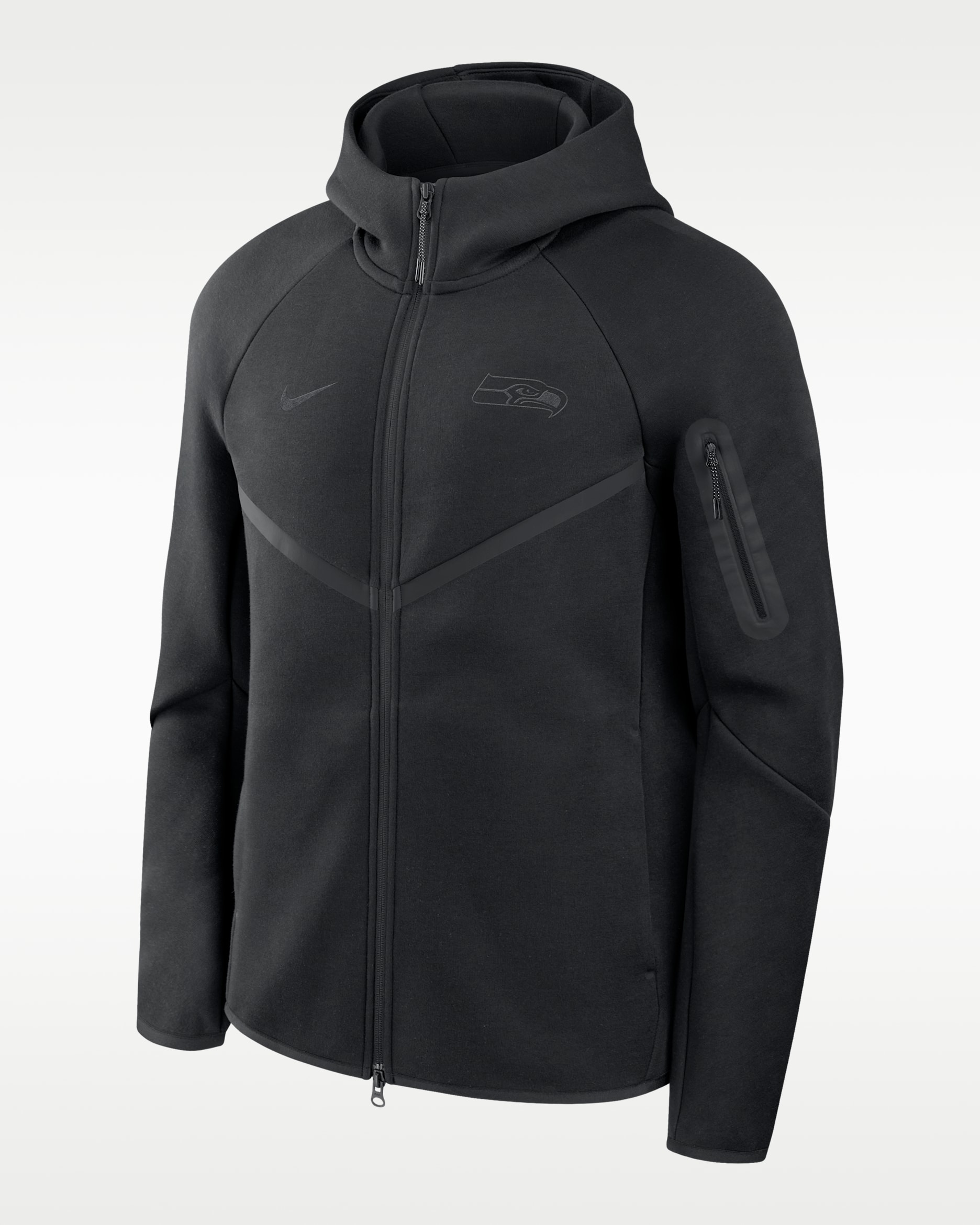 Seattle Seahawks Top Billing Tech Fleece Windrunner Men's Nike NFL Full-Zip Hooded Jacket - Black/Black