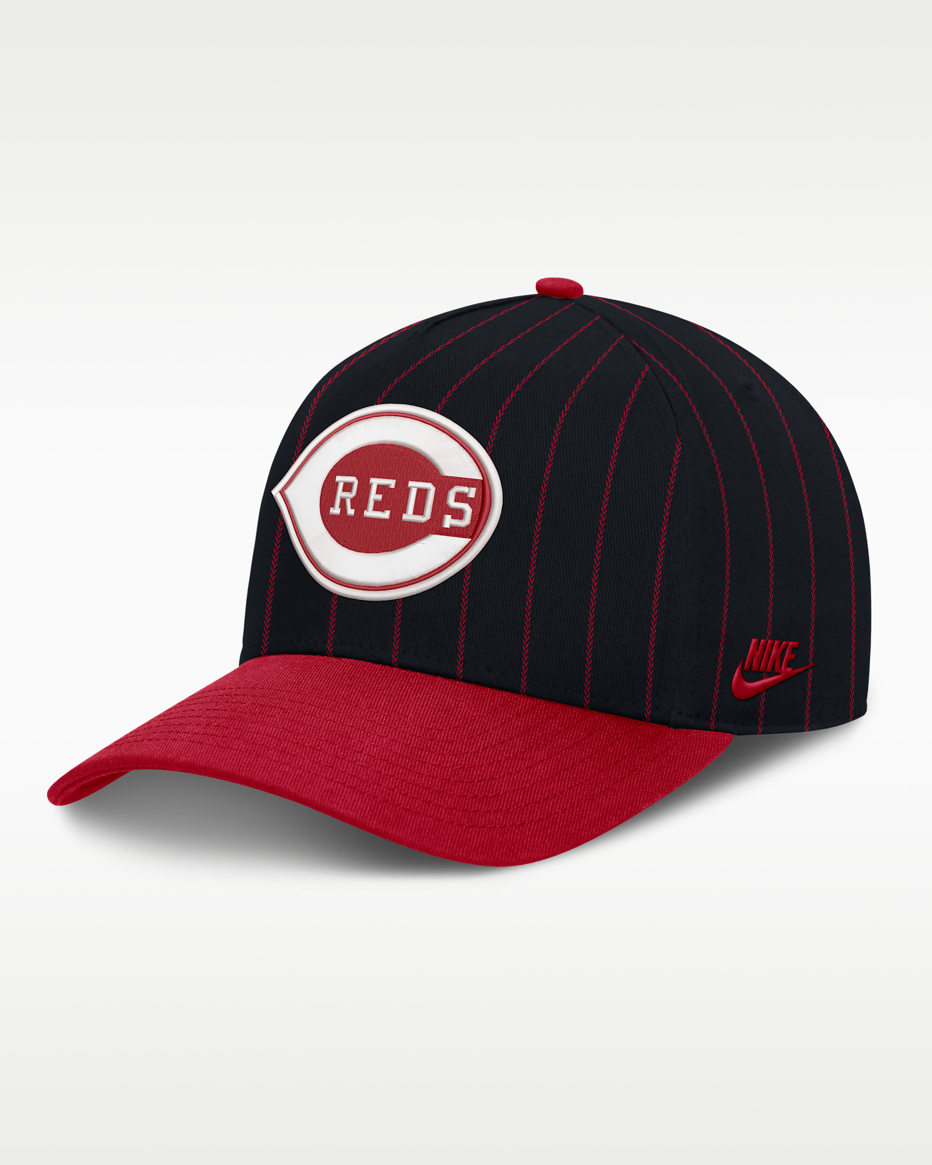 Gorra Nike de la MLB ajustable con estructura A-Frame para hombre Cincinnati Reds Cooperstown Rise - Negro/Rojo