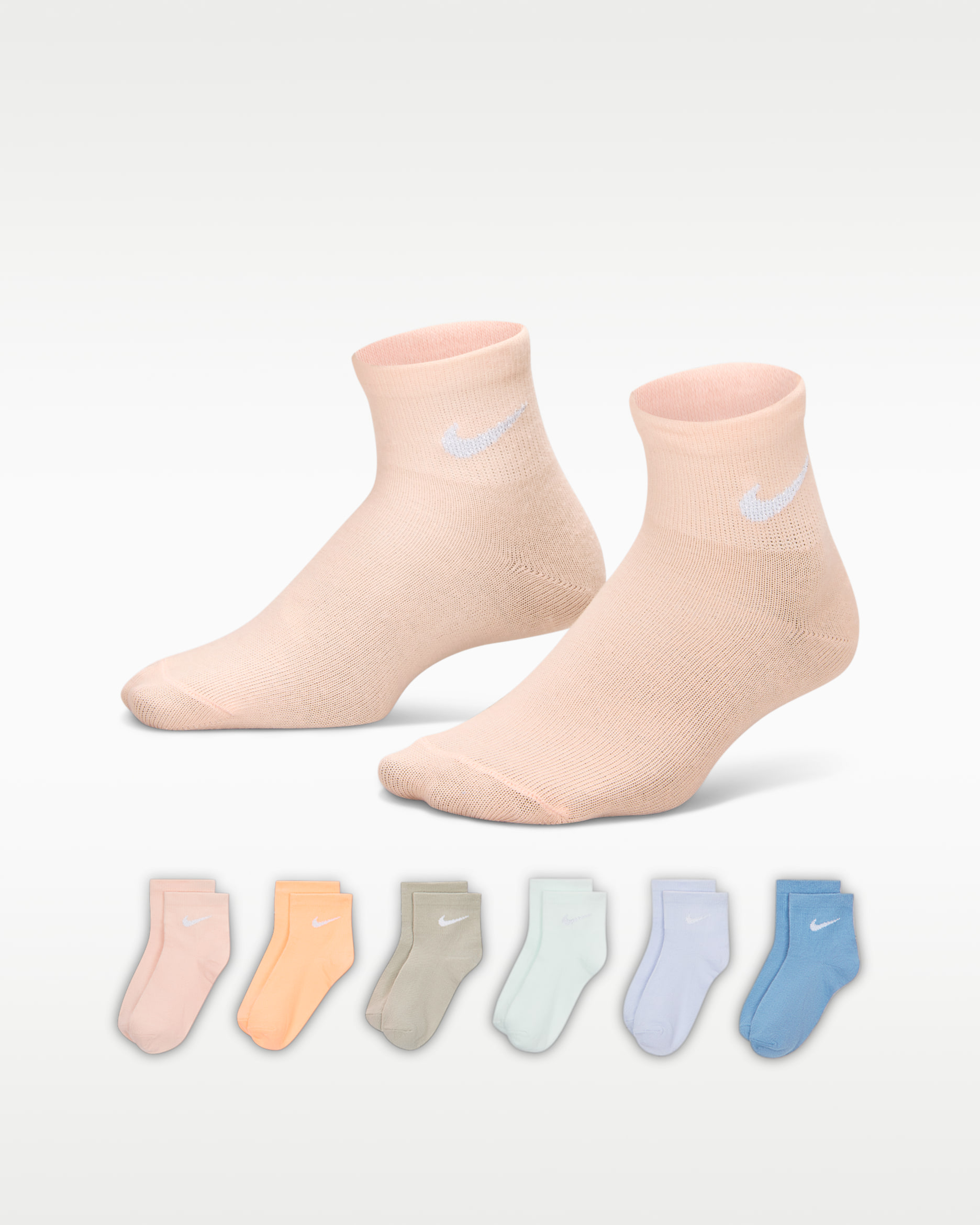 Nike Kids' Metallic Swoosh No-Show Socks (6 Pairs) - Arctic Orange