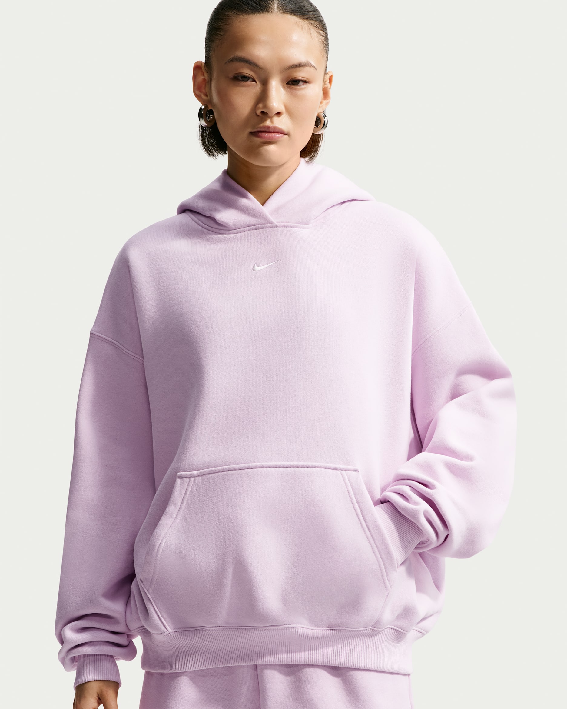 Sweat à capuche oversize Nike Studio Fleece Medium Weight pour femme - Bleached Lilac/Sail