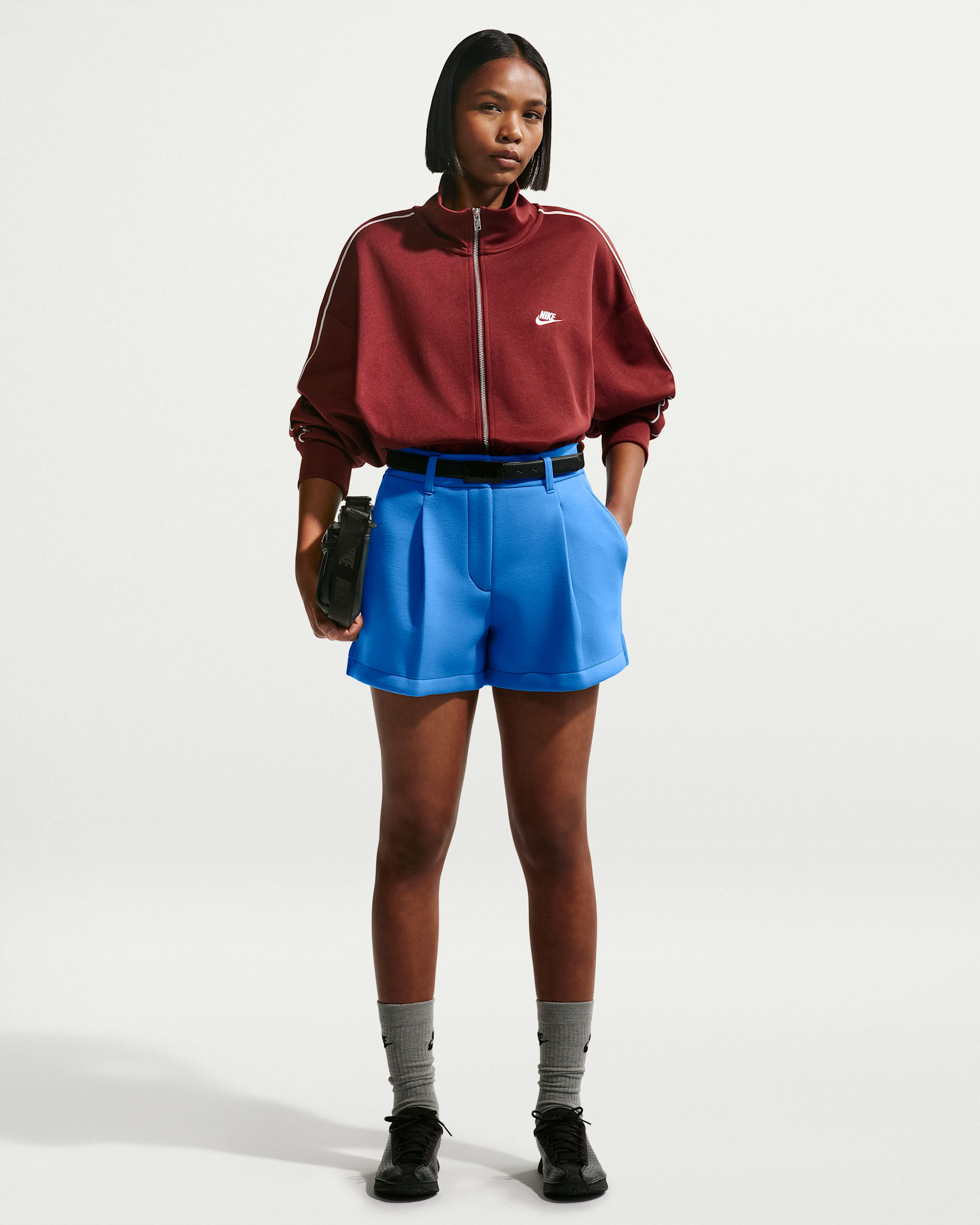 Nike Pregame fleece skreddersydd shorts med mellomhøyt liv og ledig passform til dame - Light Photo Blue/Light Photo Blue