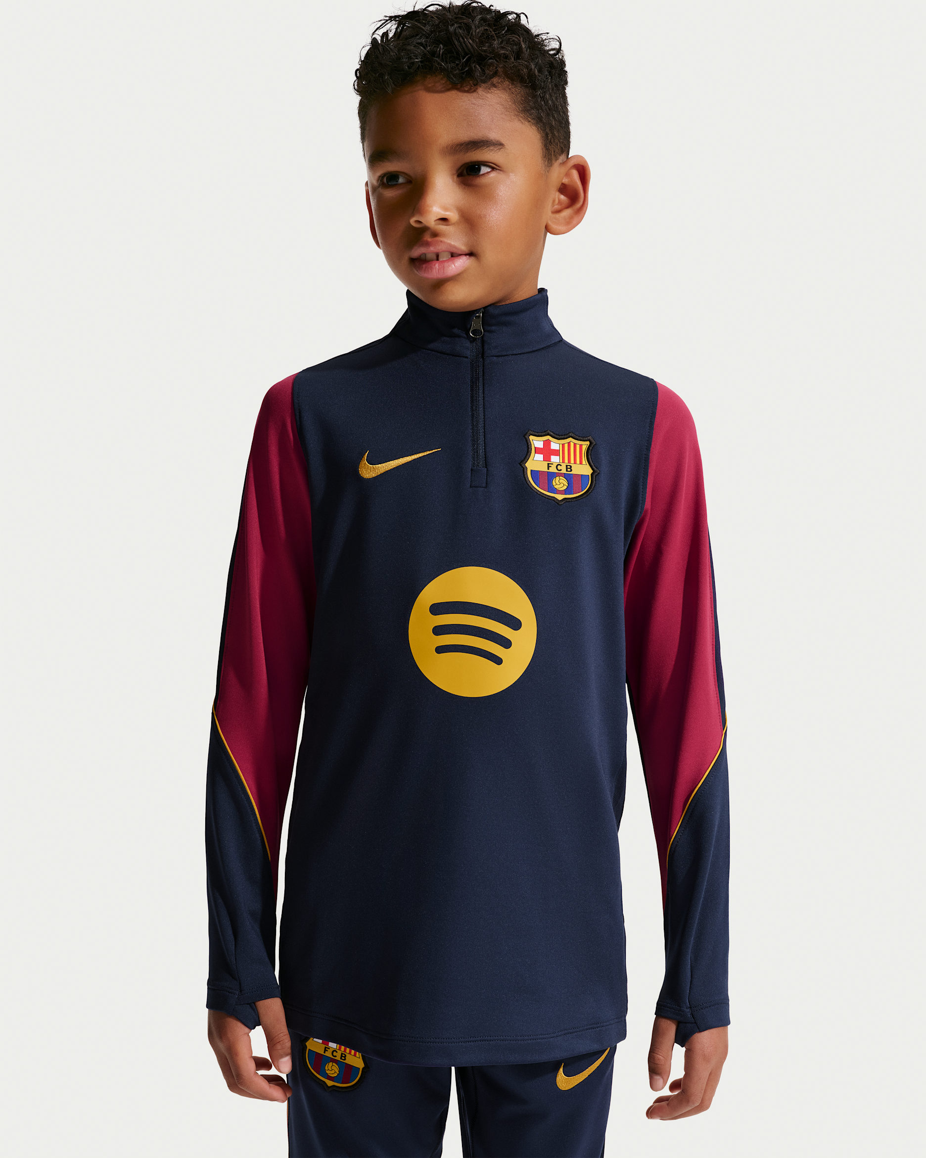 F.C. Barcelona Strike Older Kids' Nike Dri-FIT Football Knit Drill Top - Blackened Blue/Noble Red/Blackened Blue/Mineral Yellow