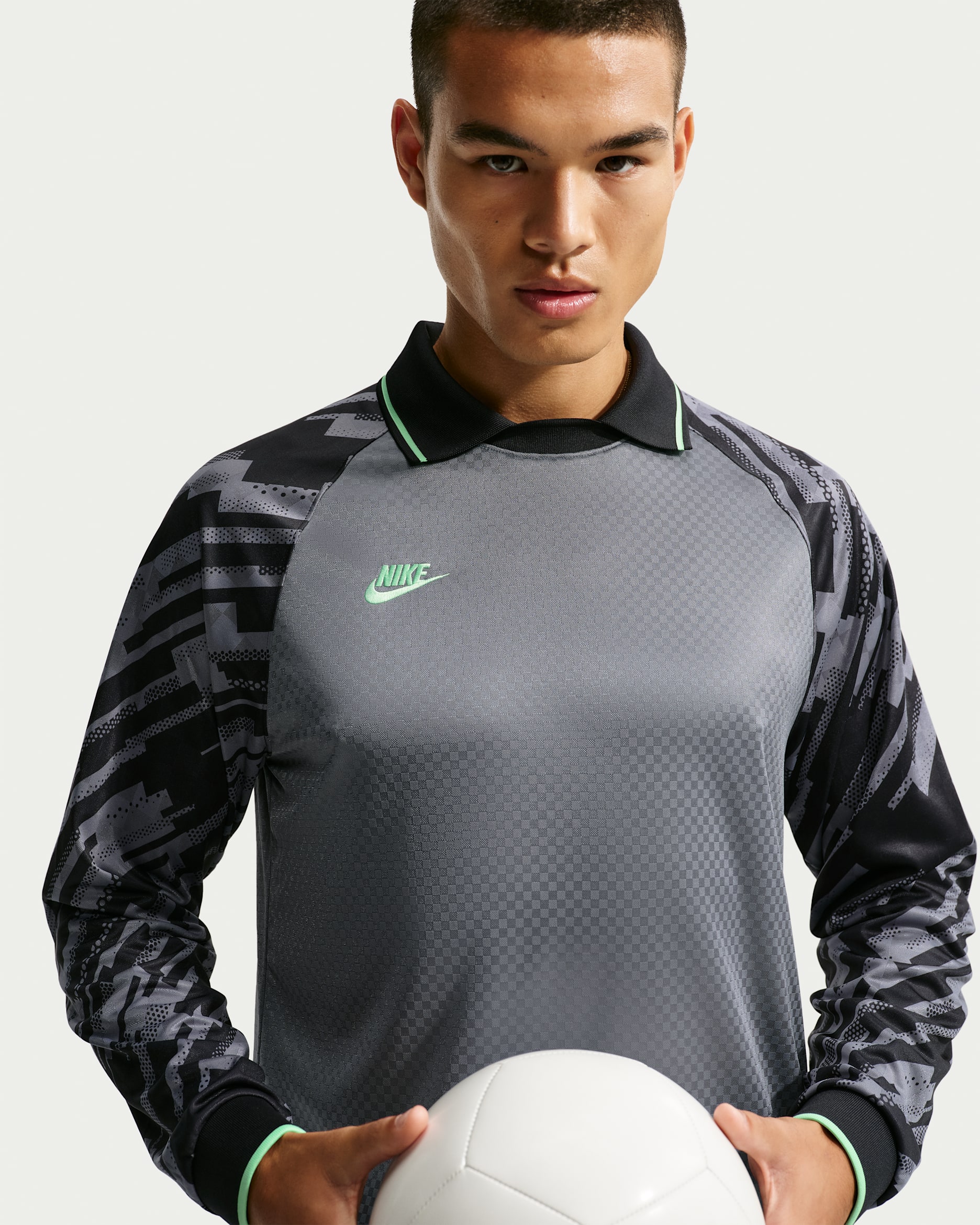 Nike プレミア メンズ Dri-FIT ロングスリーブ サッカーユニフォーム トップス - クールグレー/ブラック/ブラック/イリュージョングリーン
