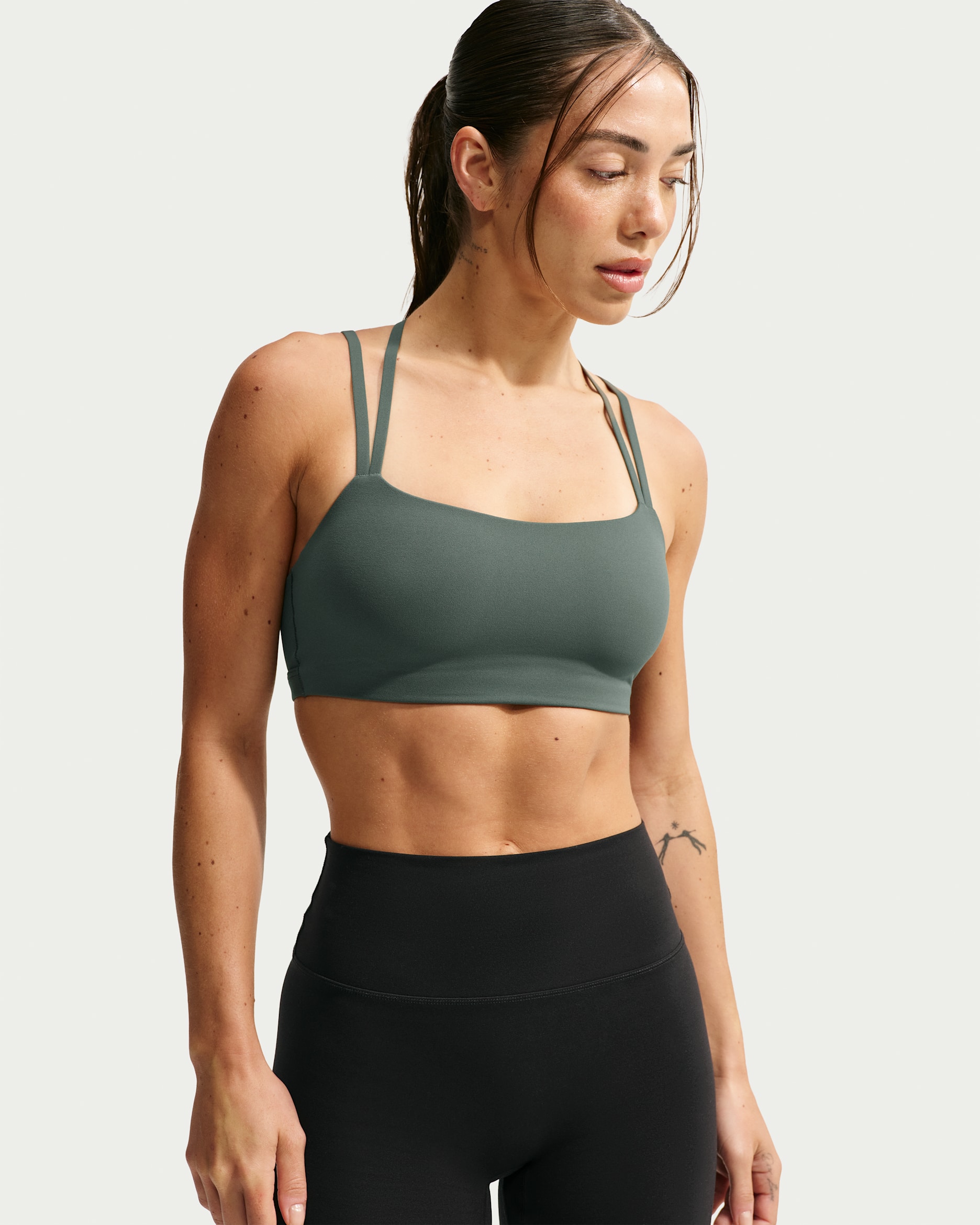 Nike Zenvy Strappy Women's Light-Support Padded Sports Bra - Camo Green/White