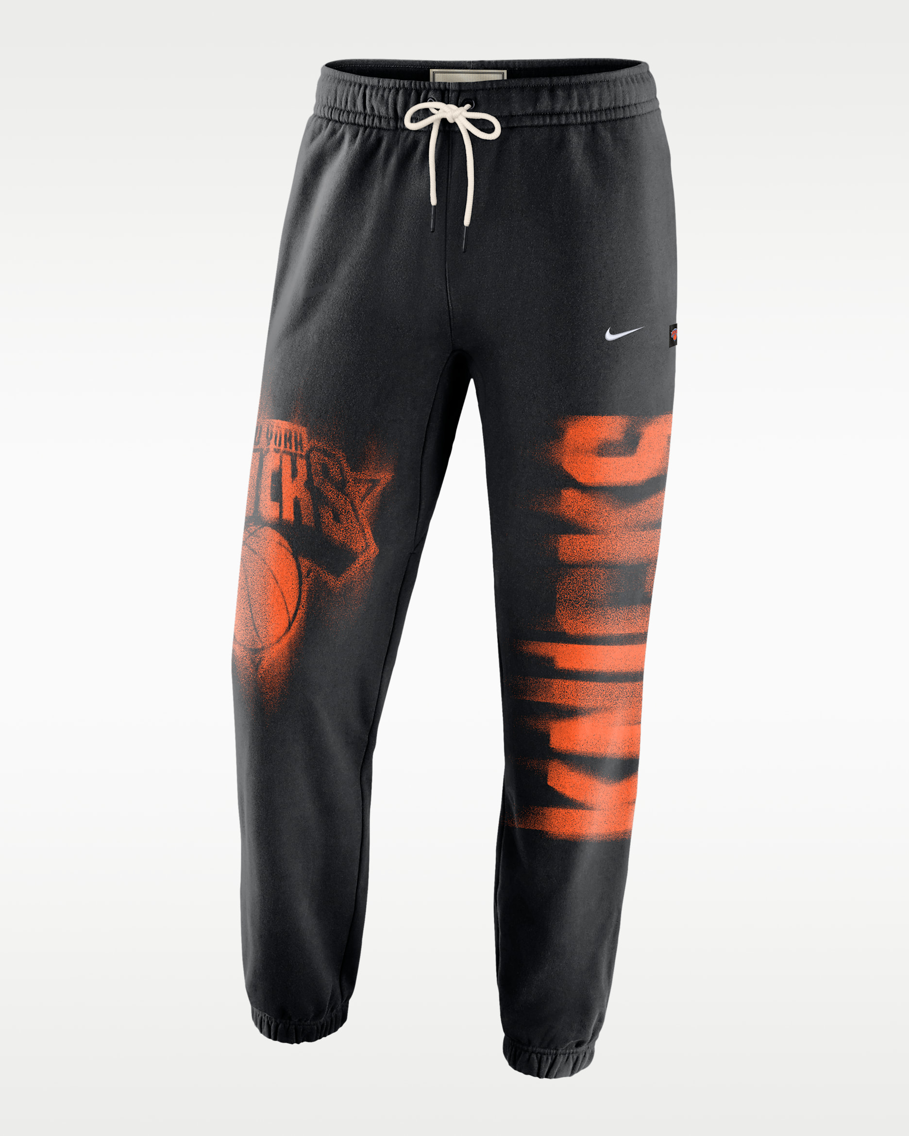 New York Knicks Standard Issue Men's Therma-FIT Fleece Basketball Pants - Black/White