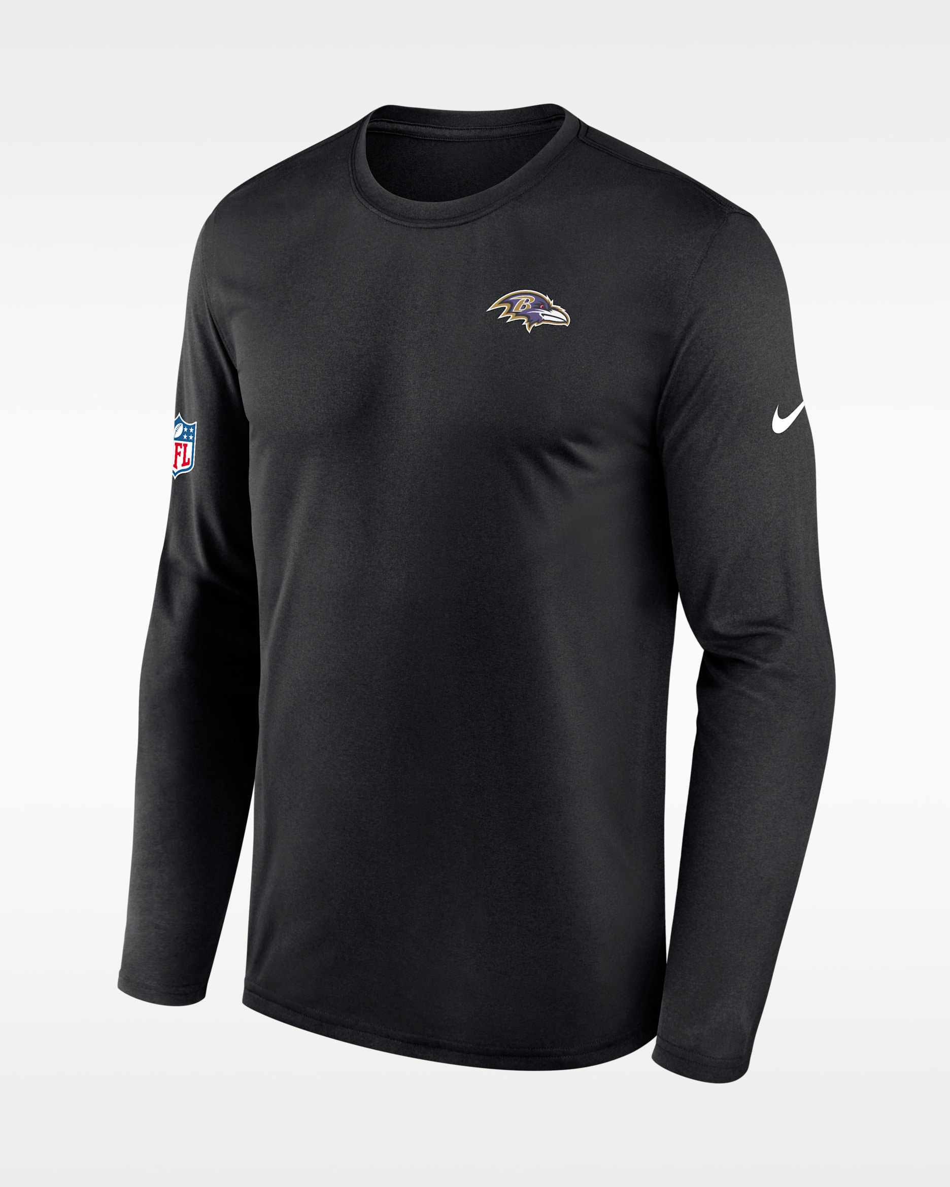 Playera de manga larga Nike Dri-FIT de la NFL para hombre Baltimore Ravens Alt Legend Small Logo - Negro