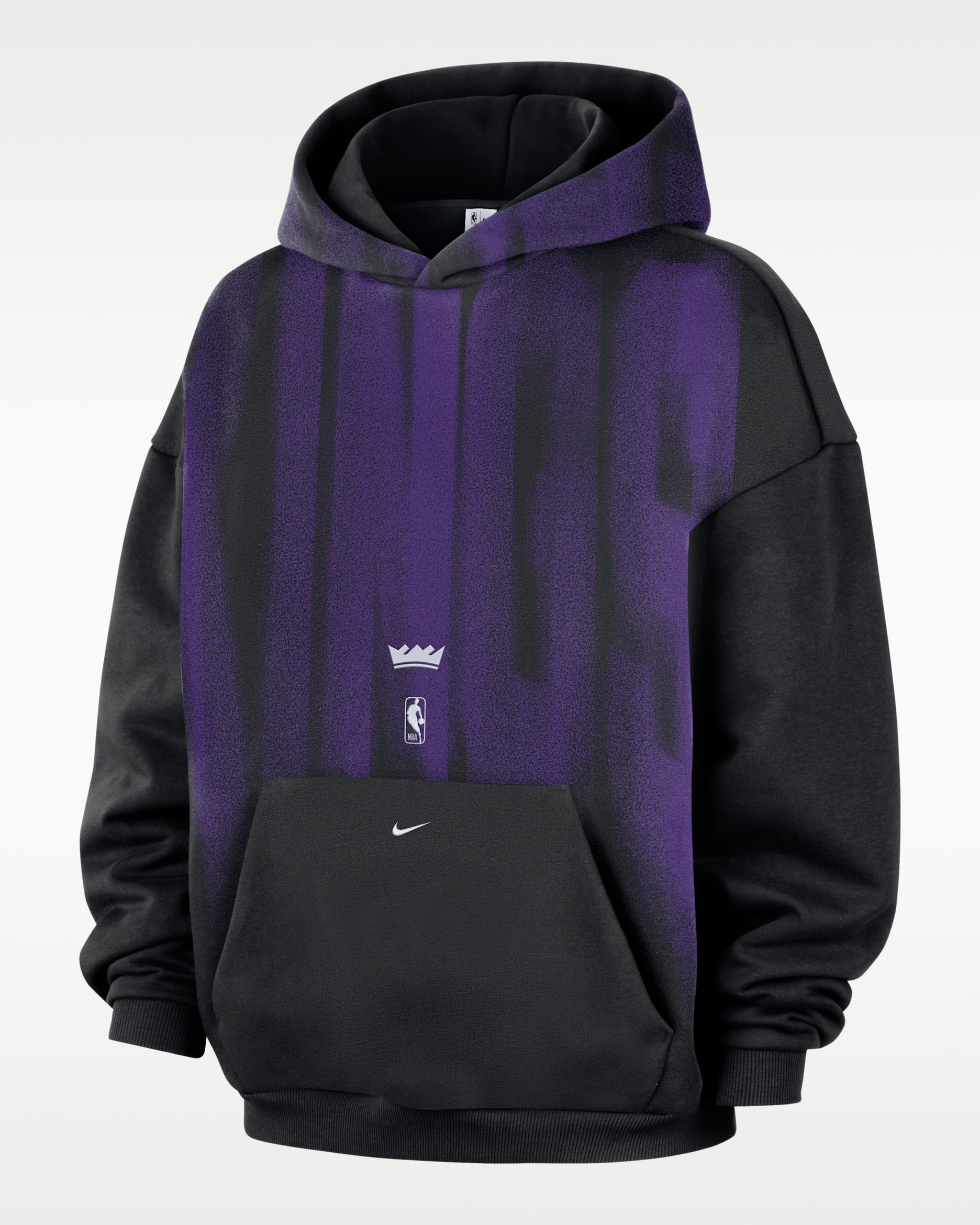 Sudadera con gorro de básquetbol de tejido Fleece Therma-FIT para hombre Sacramento Kings Standard Issue - Negro/Blanco