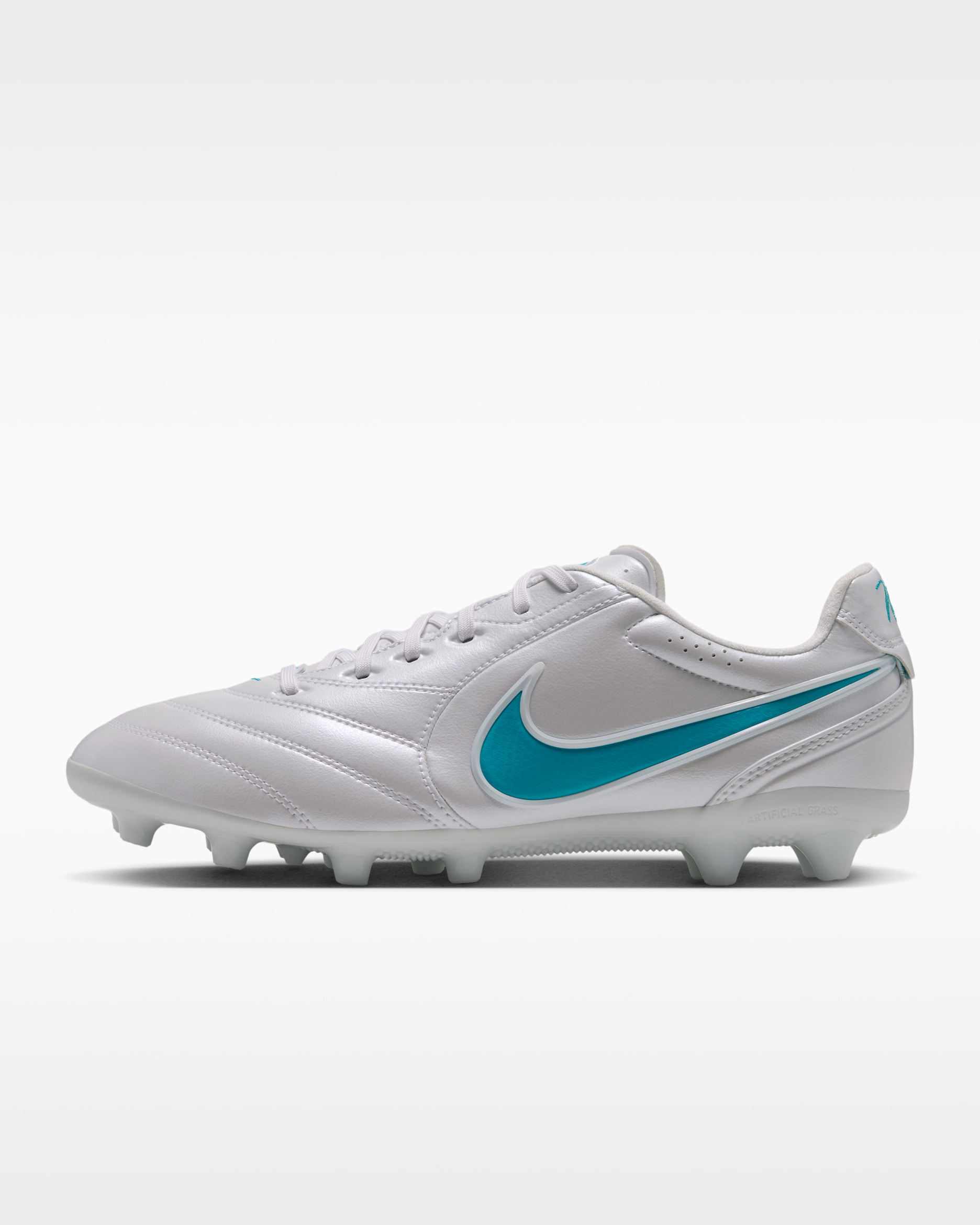 Nike Tiempo Ligera Pro Artificial-Grass Low-Top Soccer Cleats - White/White/Dusty Cactus