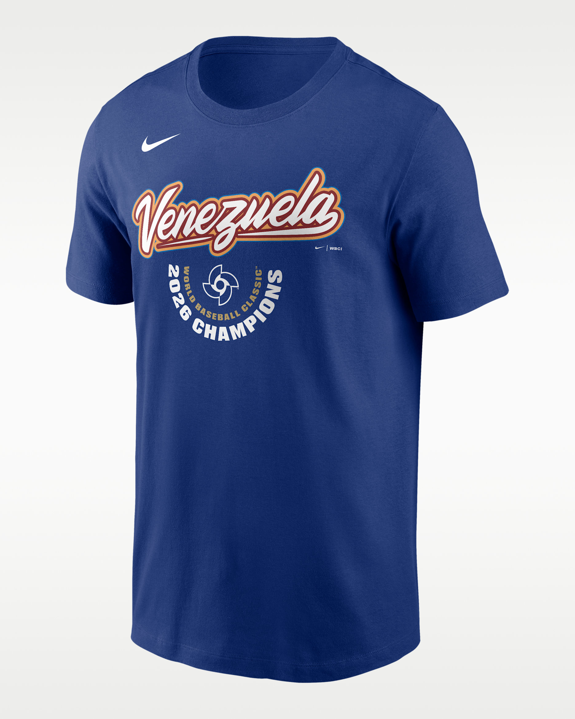 Playera Nike para hombre Venezuela National Baseball Team 2026 World Baseball Classic Champions Arched Logo - Royal