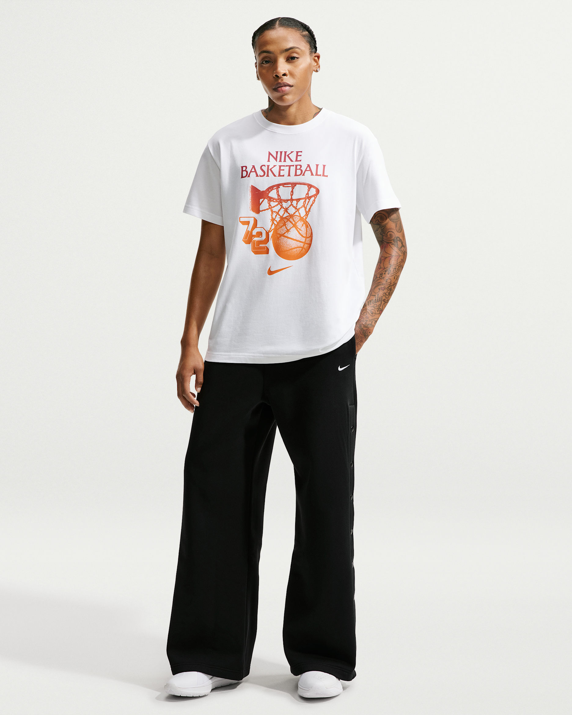 Nike Women's Therma-FIT Fleece Tear-Away Basketball Pants - Black/White