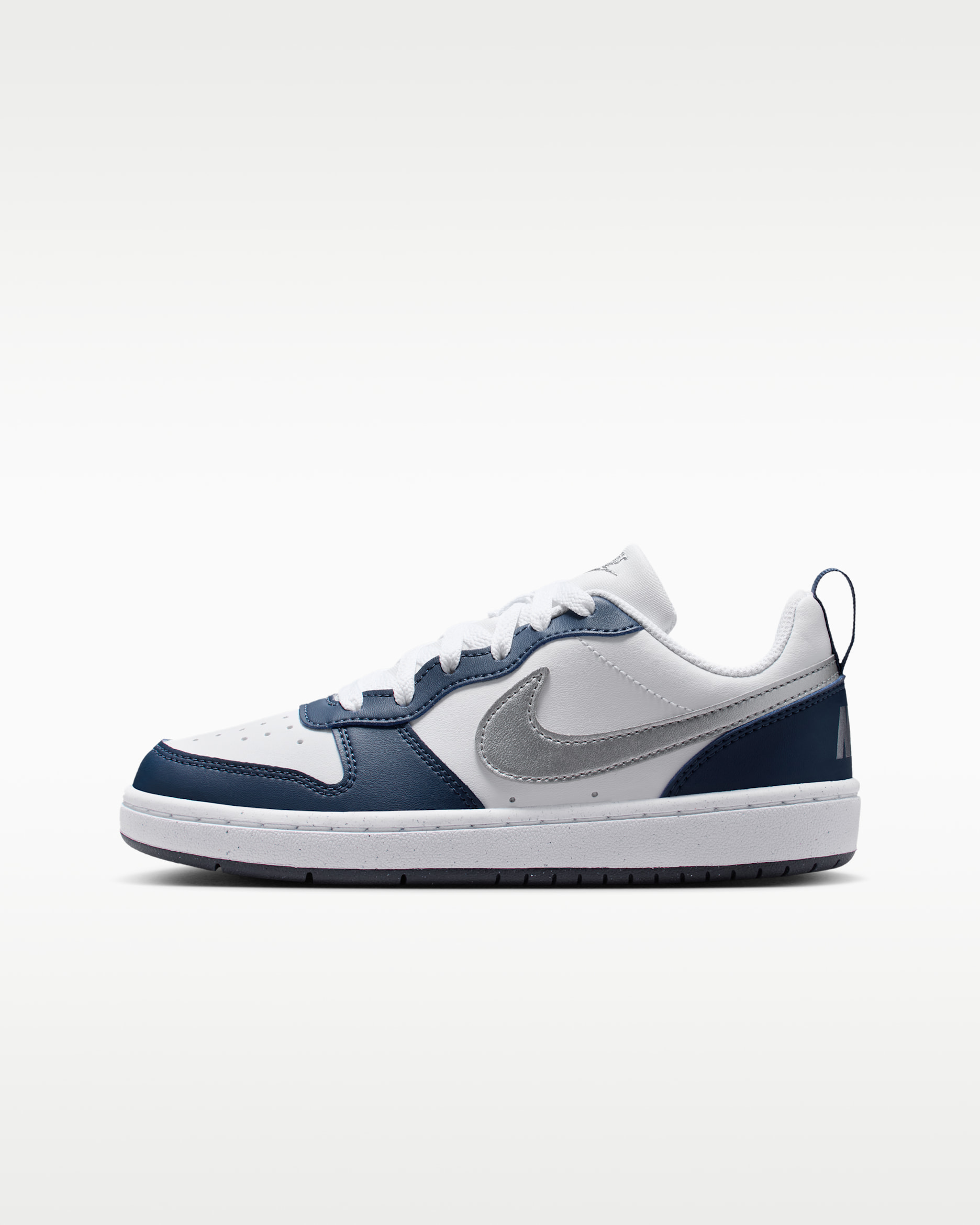 Nike Court Borough Low Recraft Older Kids' Shoes - White/Deep Night/Midnight Navy/Metallic Silver