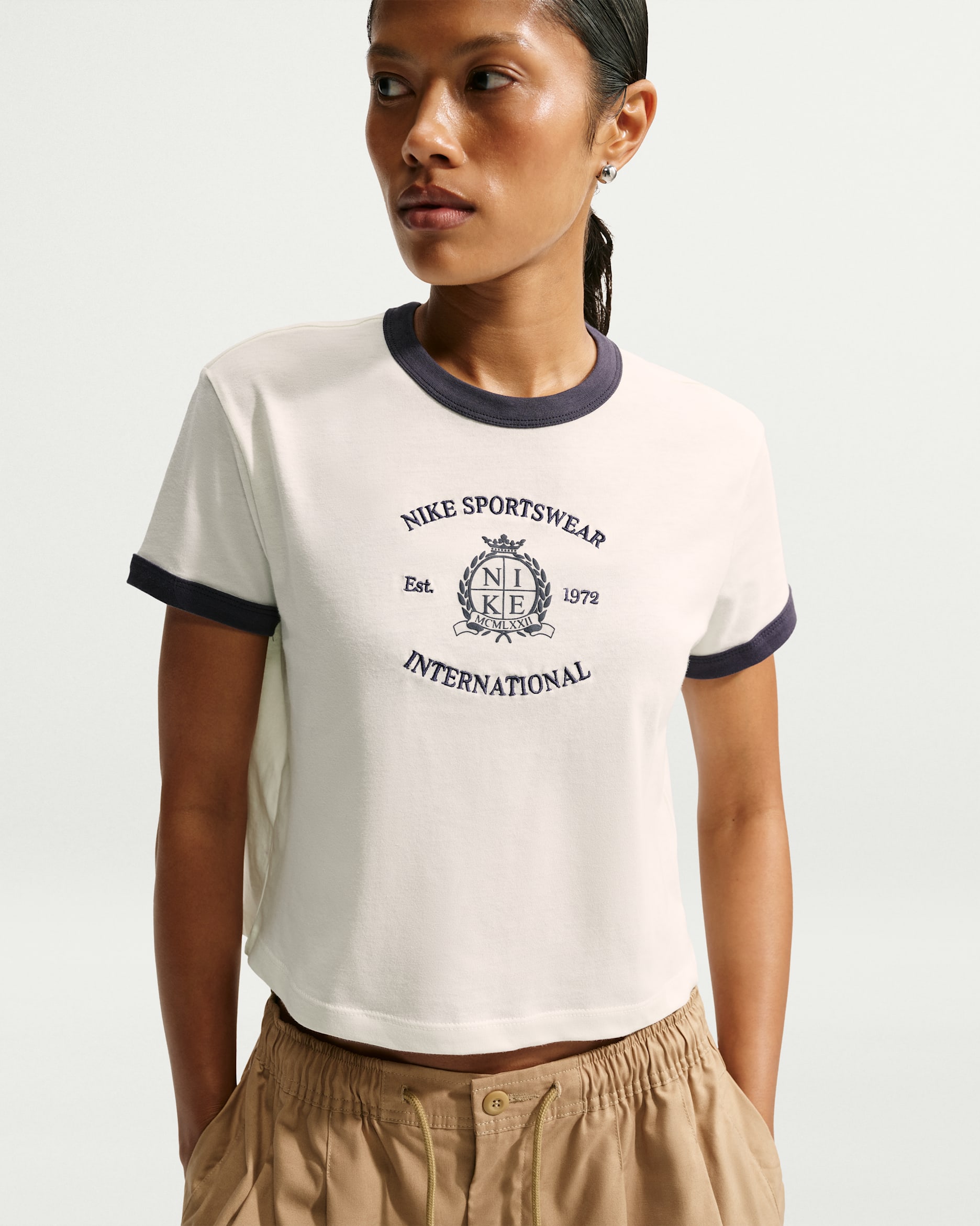 Nike Sportswear Ringer T-skjorte til dame - Sail/Gridiron