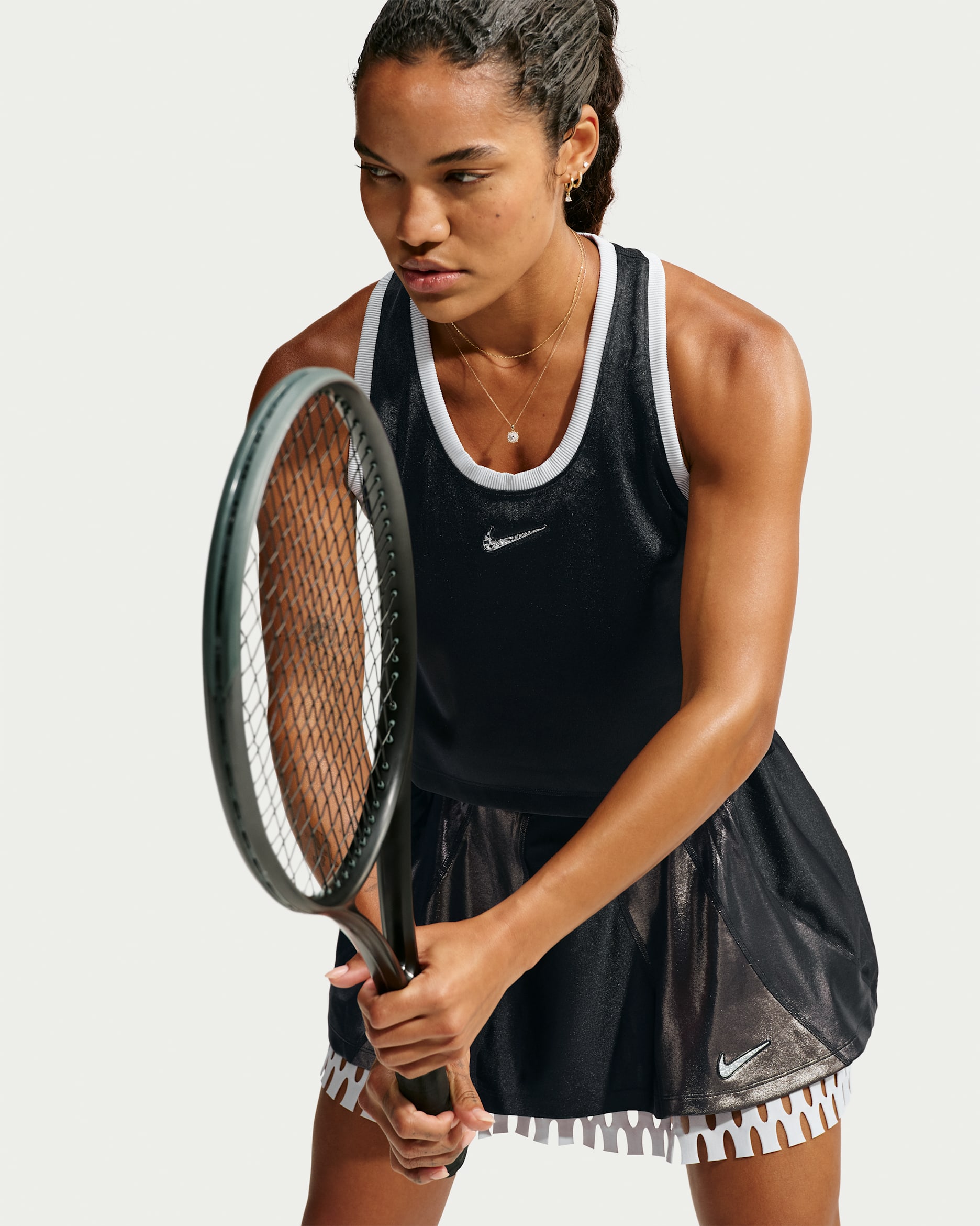 Naomi Osaka Slam Women's NikeCourt Tennis Tank Top - Black/Metallic Silver