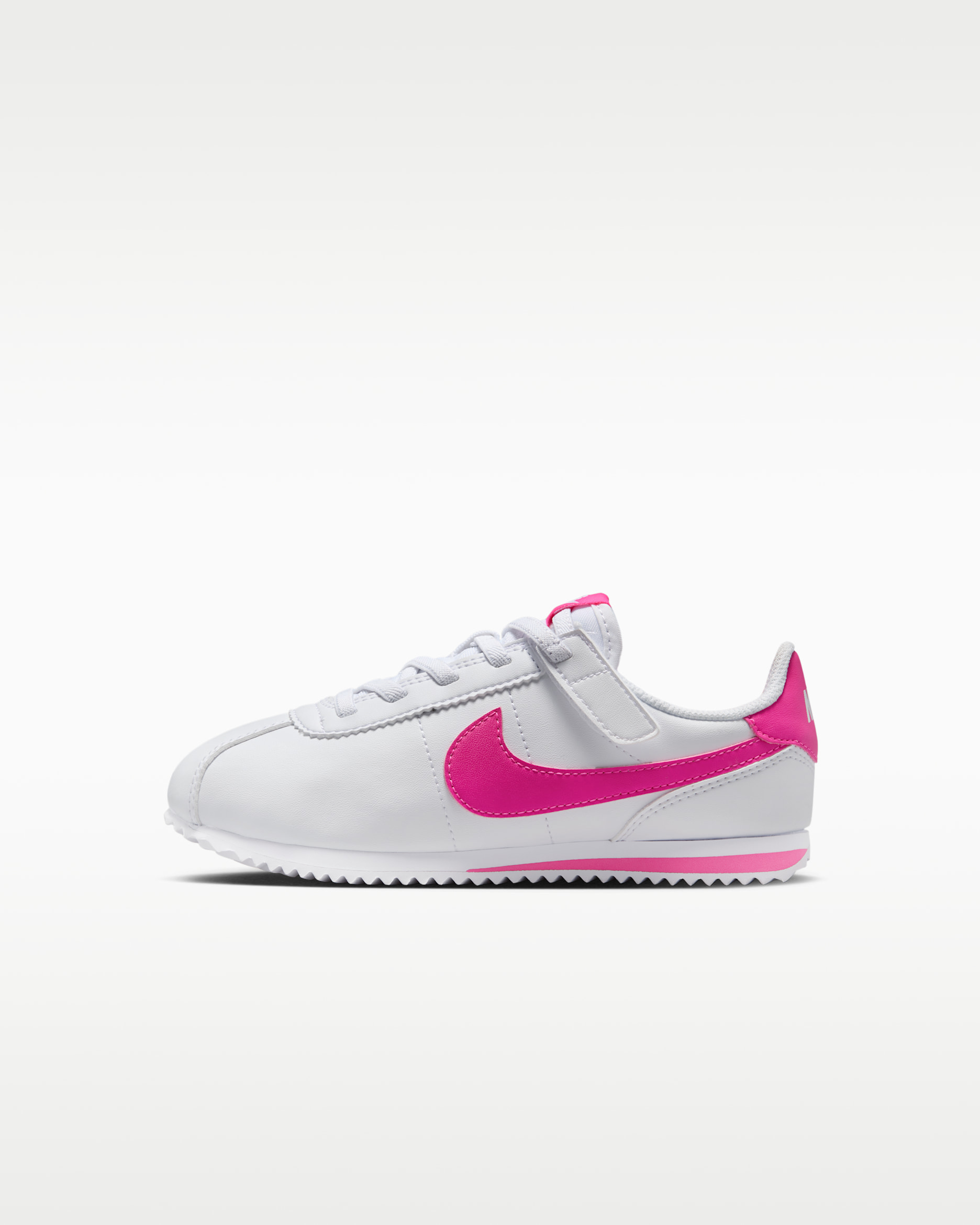 Nike Cortez EasyOn Little Kids' Shoes - White/Laser Fuchsia